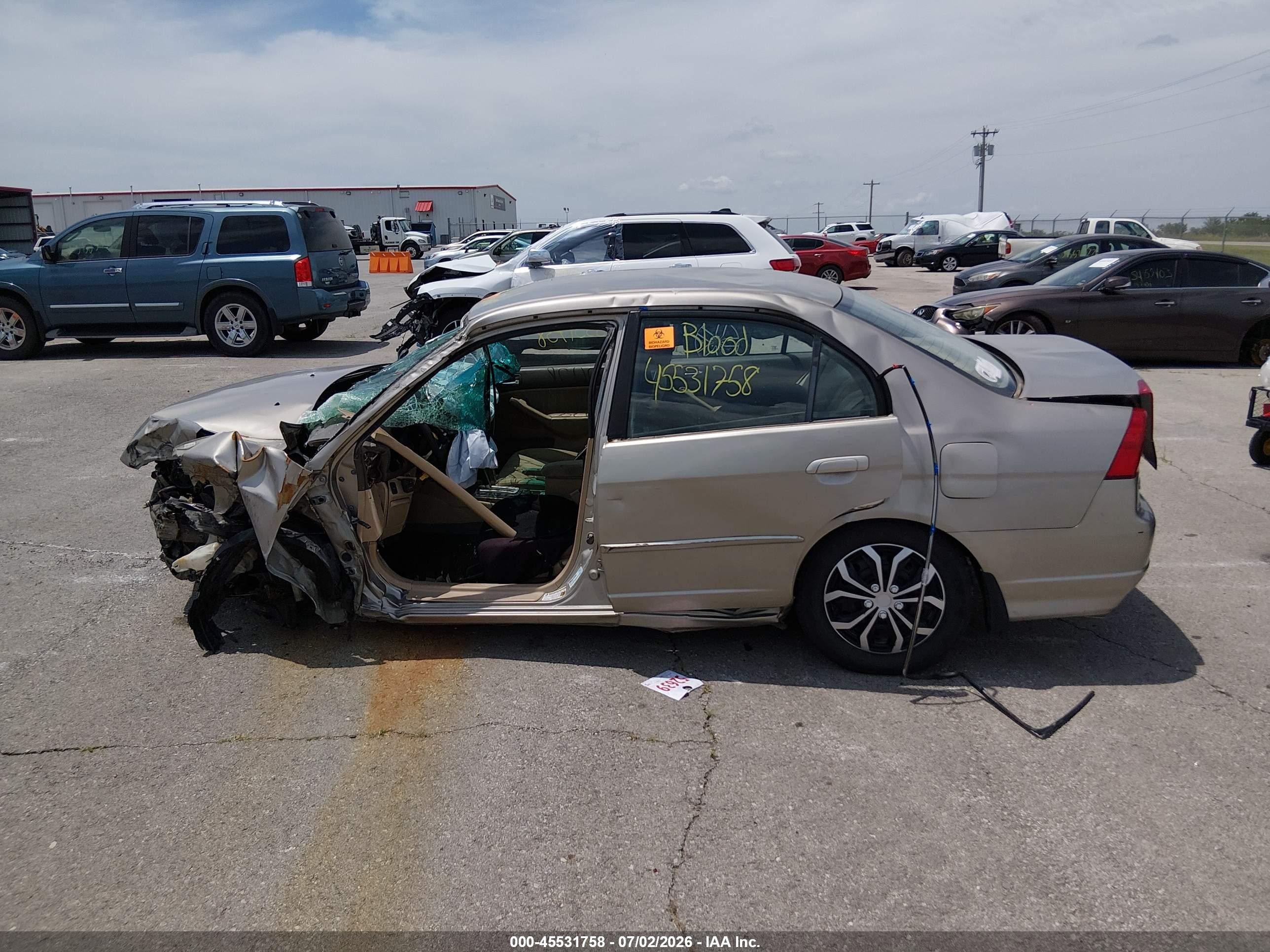 2005 Honda Civic Lx Бежевый vin: 2HGES16525H570708