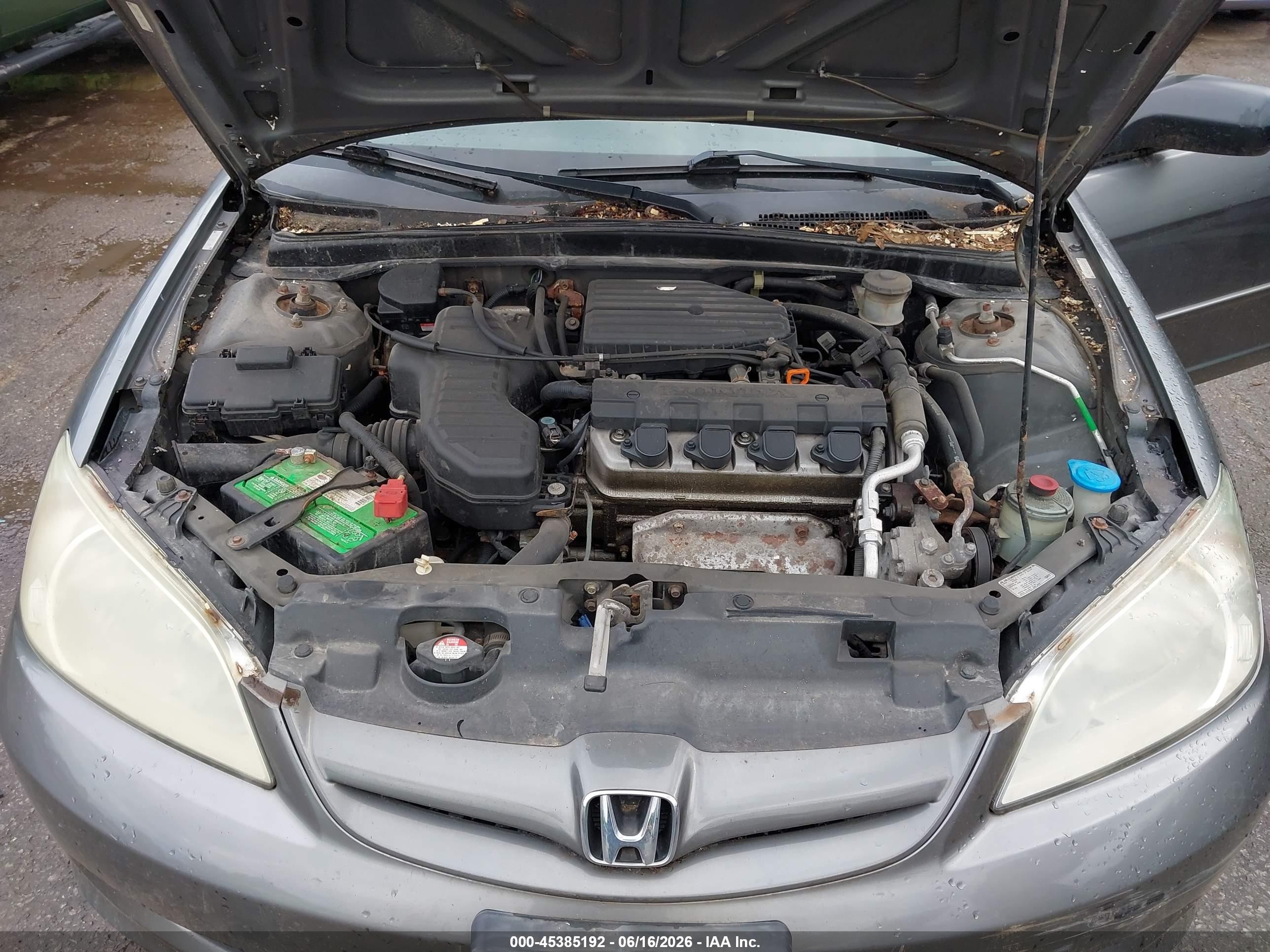 2005 Honda Civic Lx Gray vin: 2HGES16525H623827