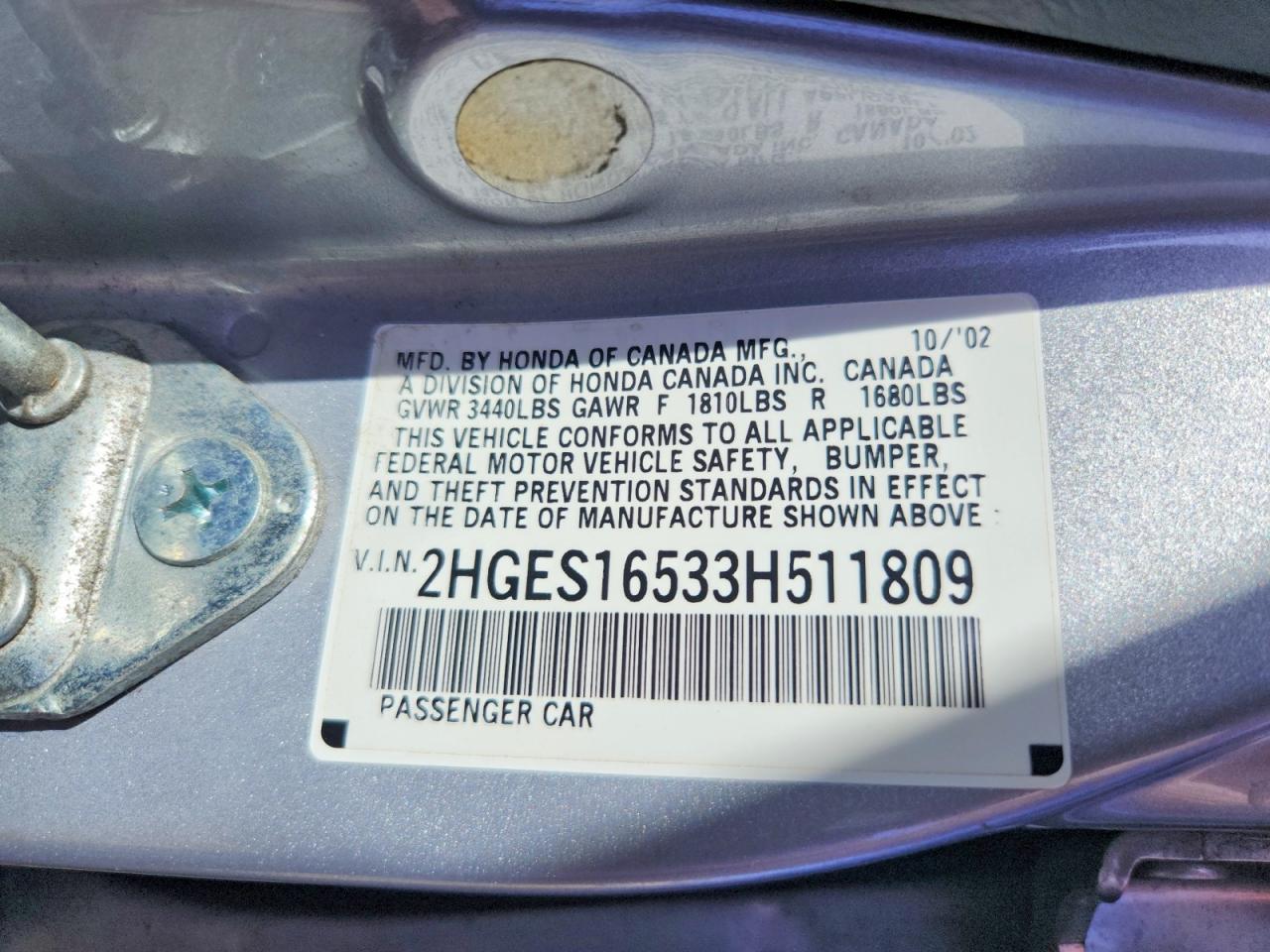 2003 Honda Civic Lx Silver vin: 2HGES16533H511809