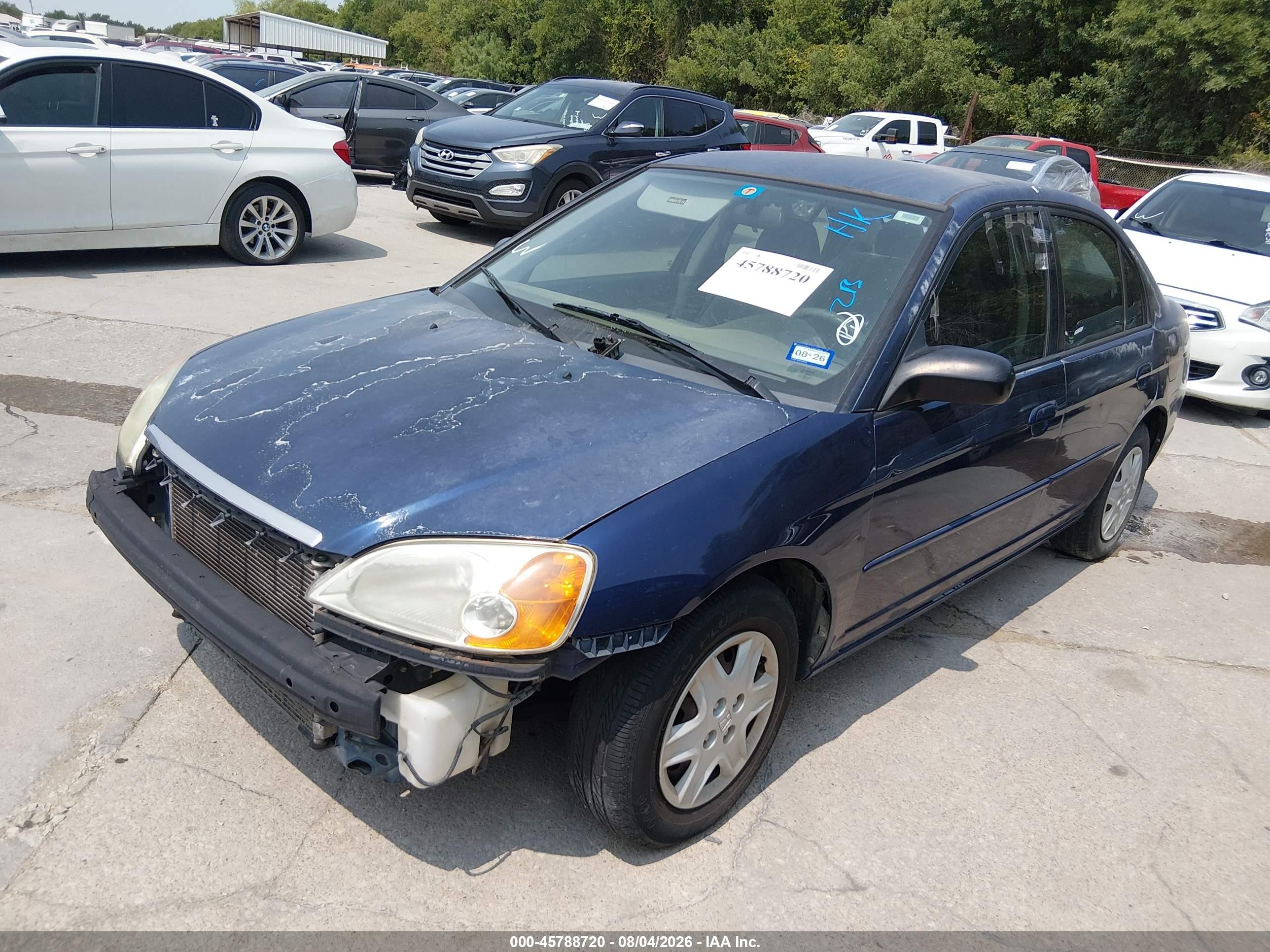2003 Honda Civic Lx Blue vin: 2HGES16533H556944