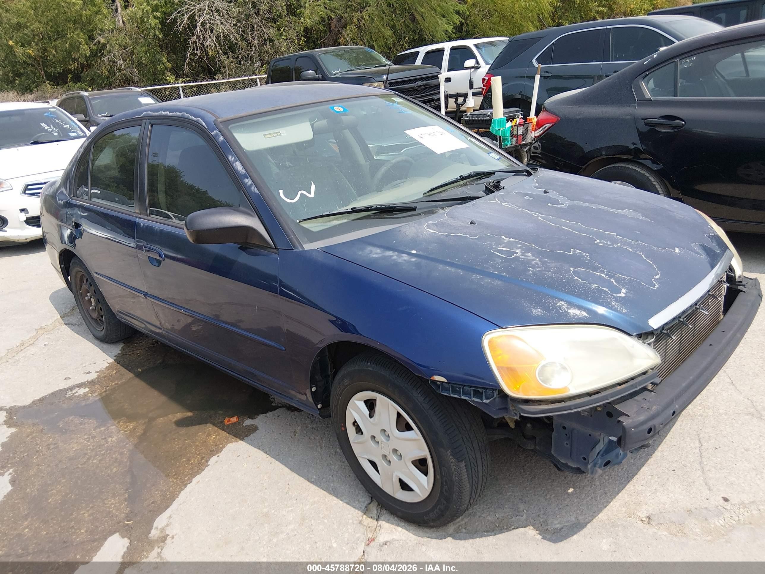 2003 Honda Civic Lx Blue vin: 2HGES16533H556944
