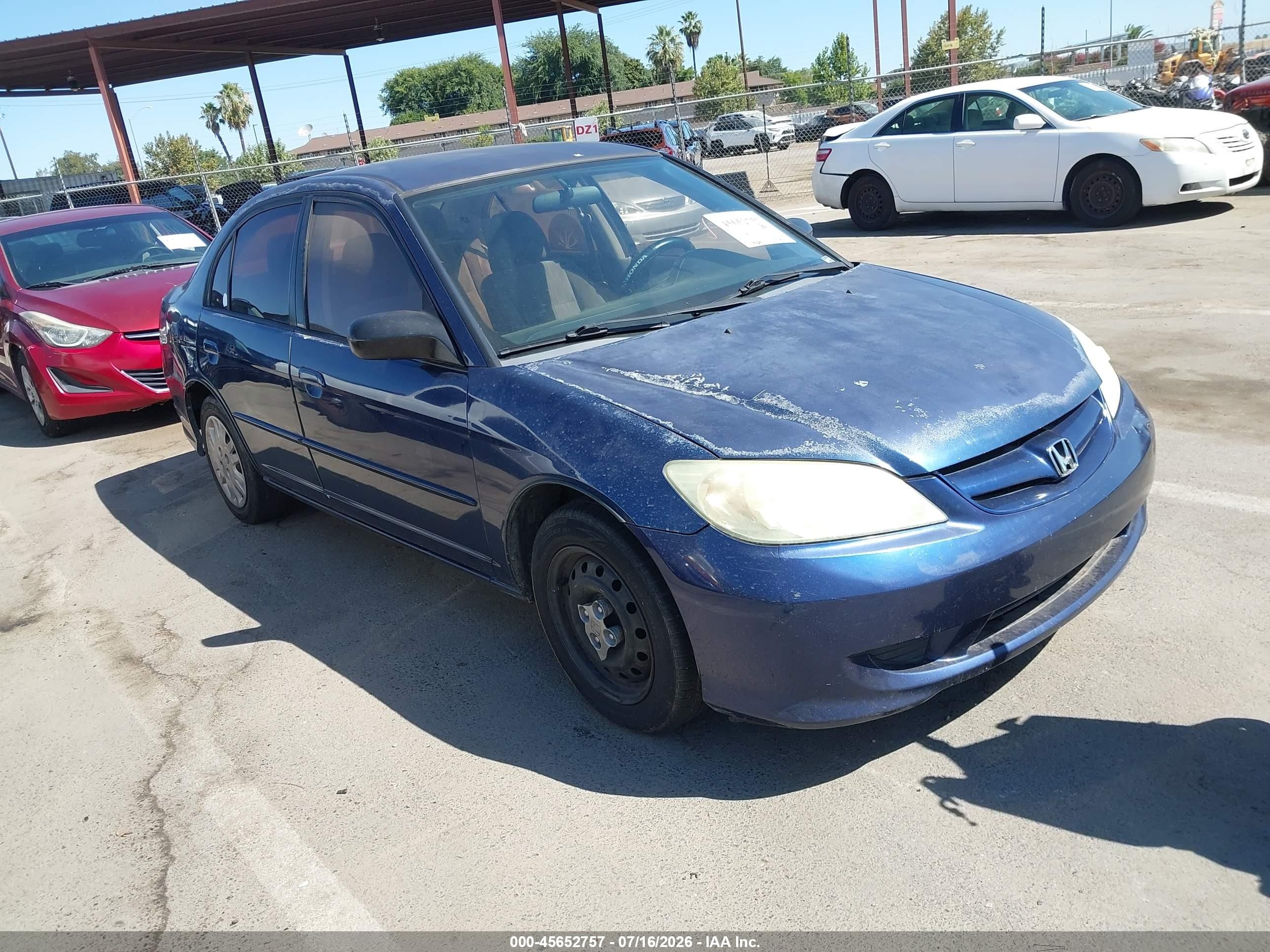 2004 Honda Civic Lx Blue vin: 2HGES16534H557464