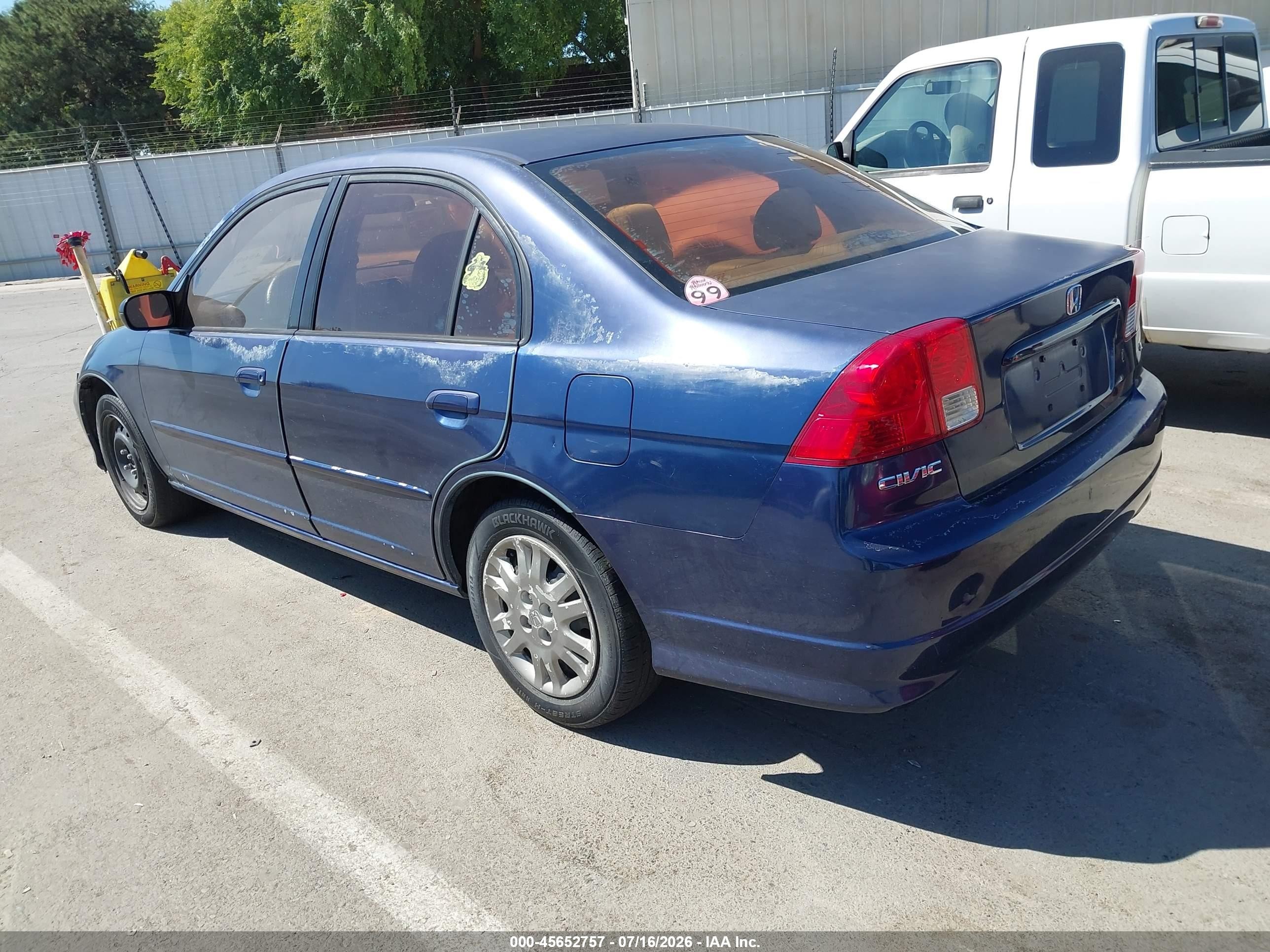 2004 Honda Civic Lx Blue vin: 2HGES16534H557464