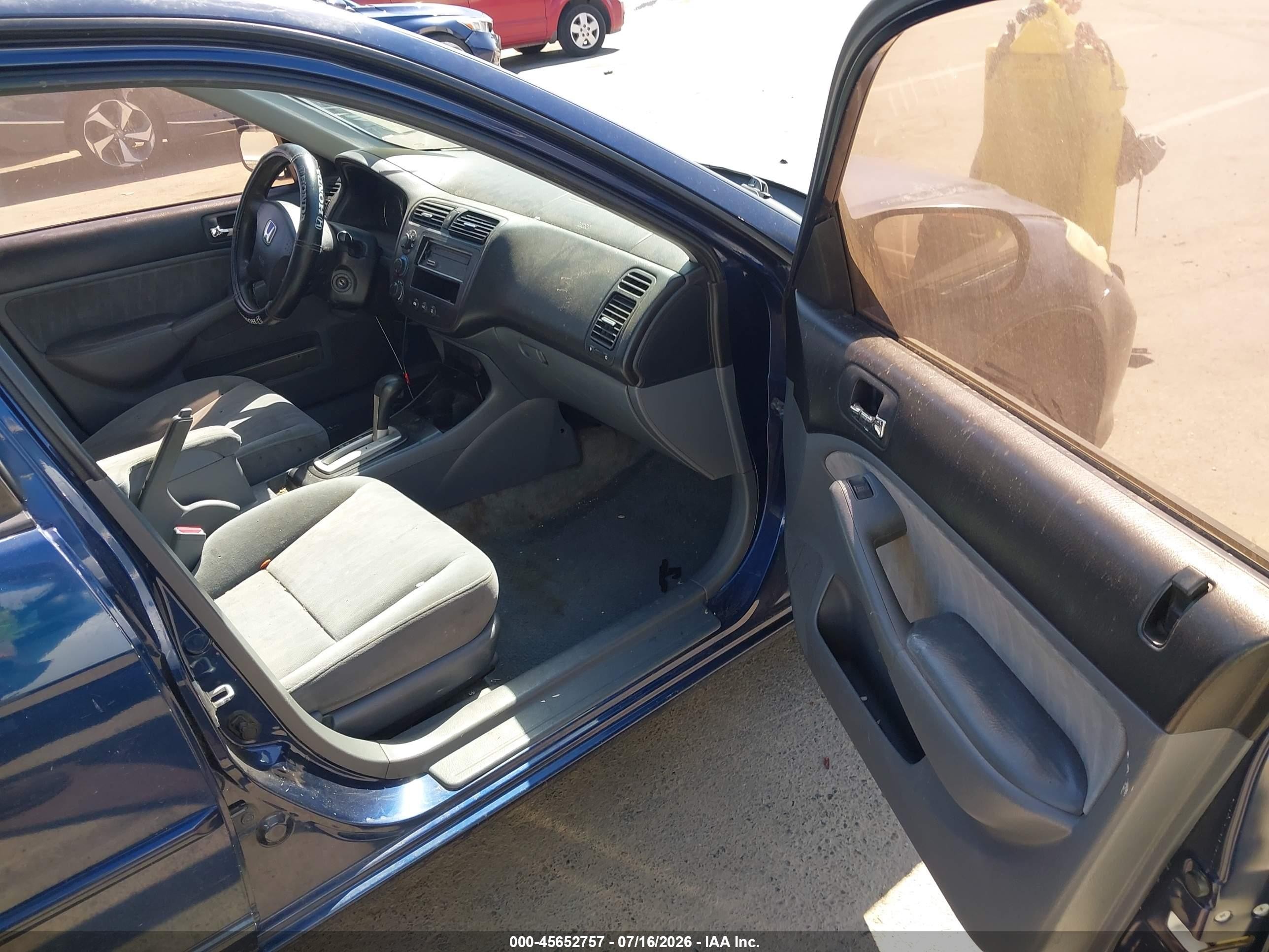 2004 Honda Civic Lx Blue vin: 2HGES16534H557464