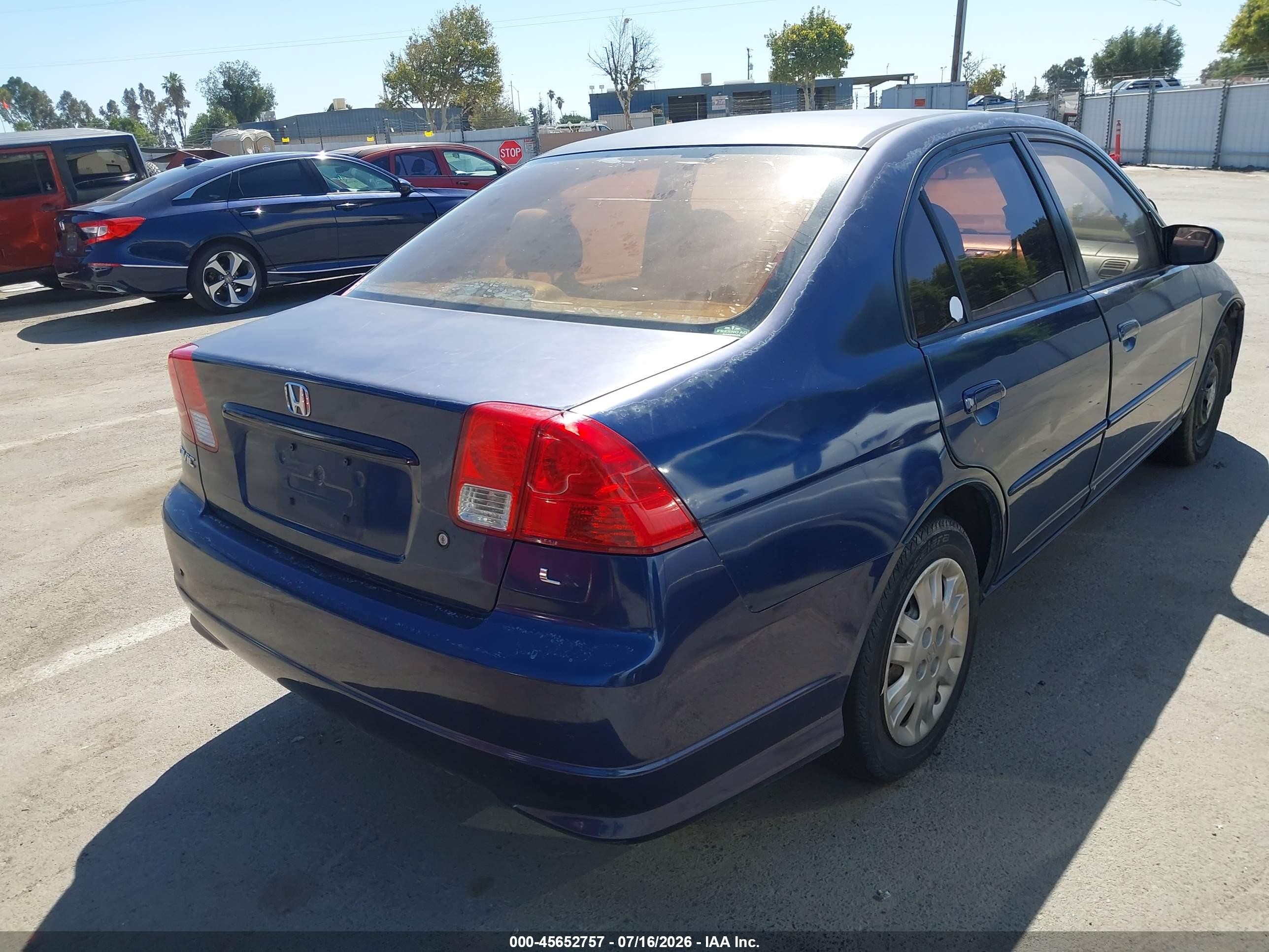 2004 Honda Civic Lx Blue vin: 2HGES16534H557464