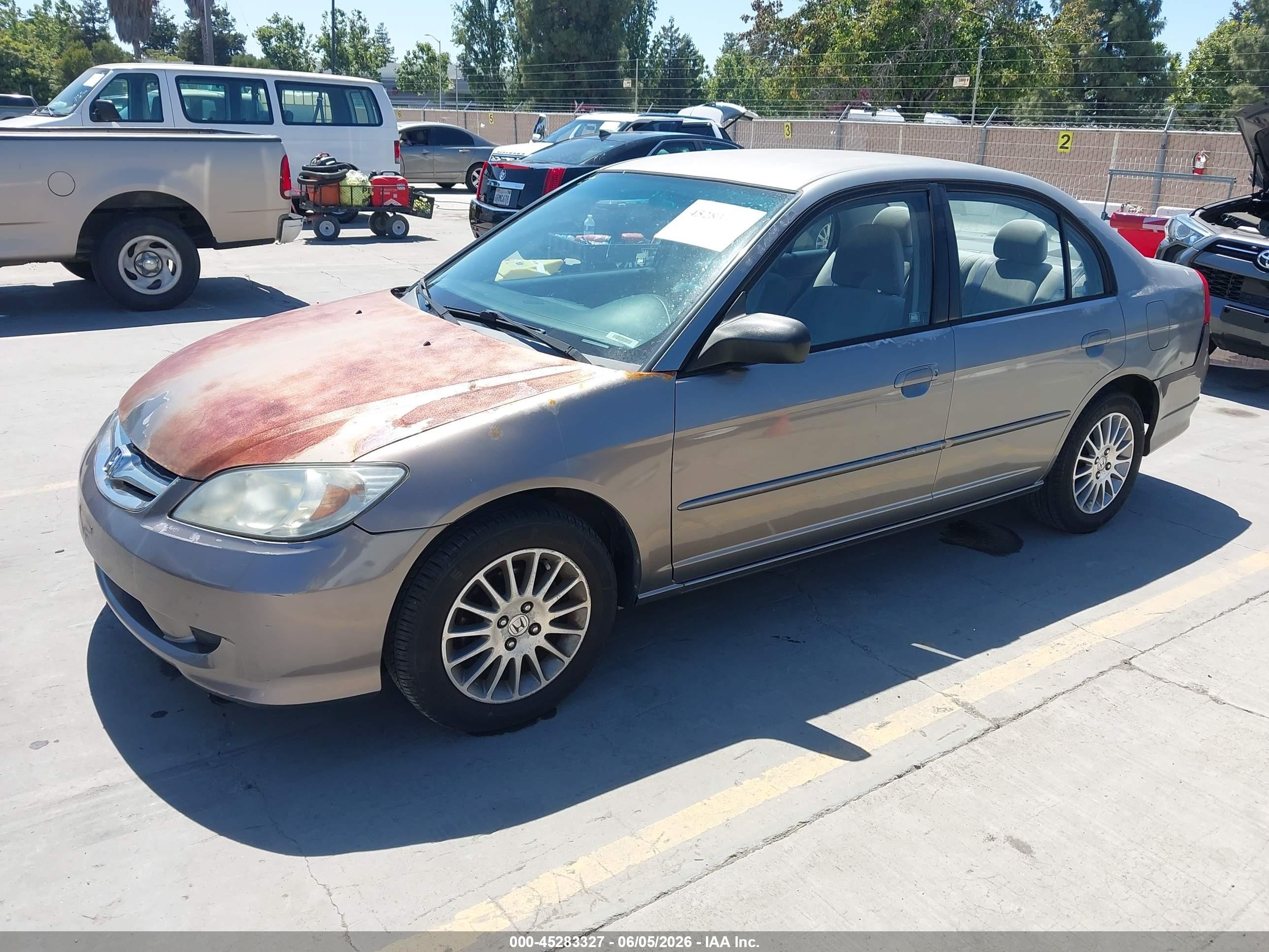 2004 Honda Civic Lx Gray vin: 2HGES16534H565452