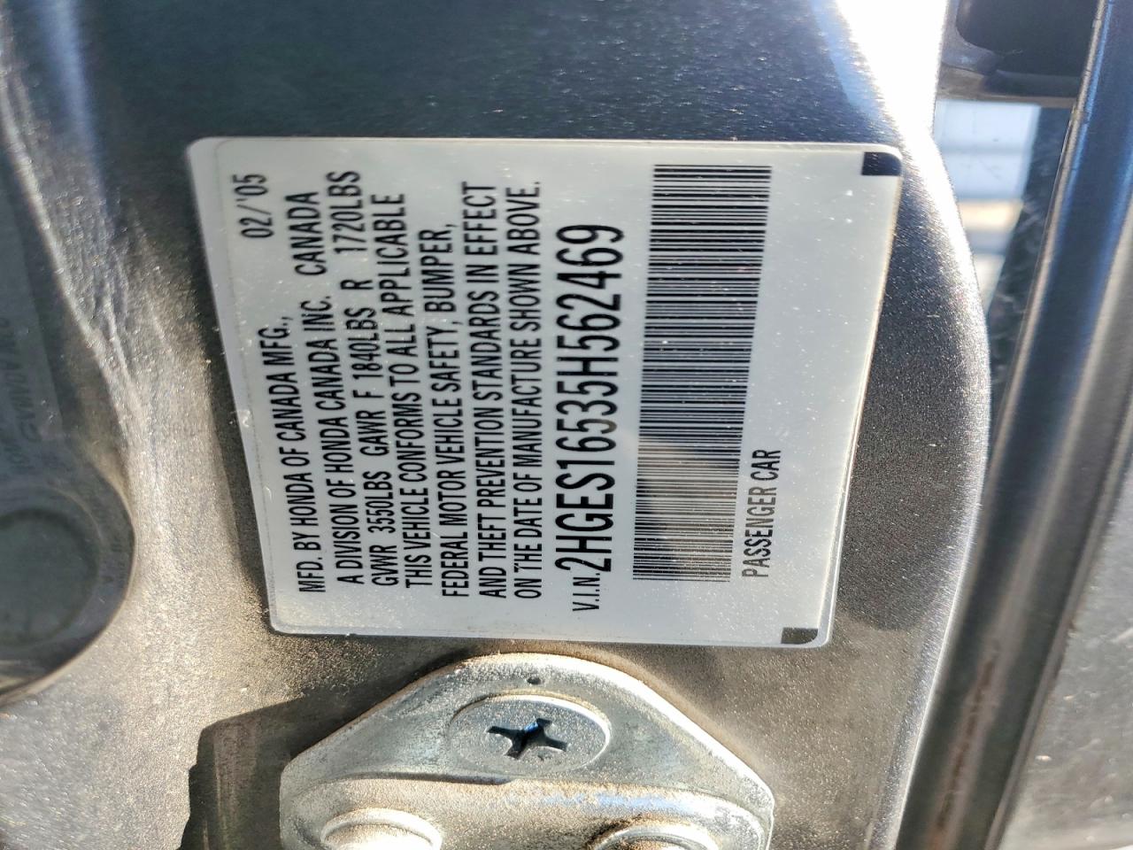 2005 Honda Civic Lx Silver vin: 2HGES16535H562469