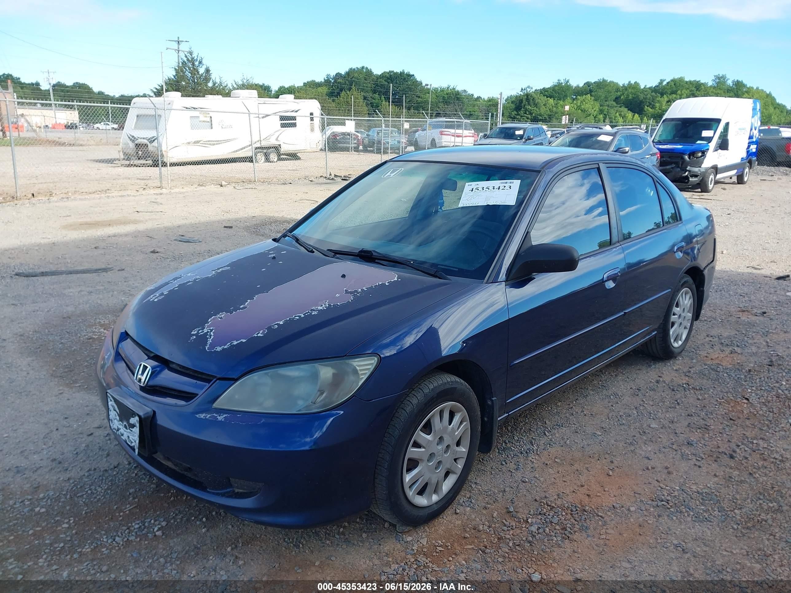 2005 Honda Civic Lx Dark Blue vin: 2HGES16535H588053