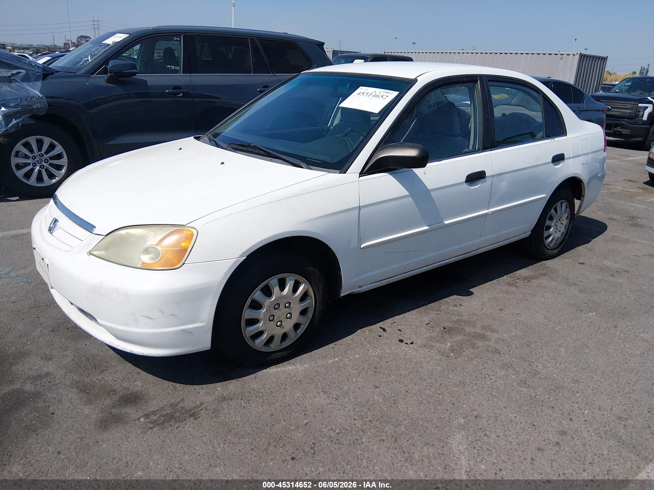 2001 Honda Civic Lx White vin: 2HGES16541H545609