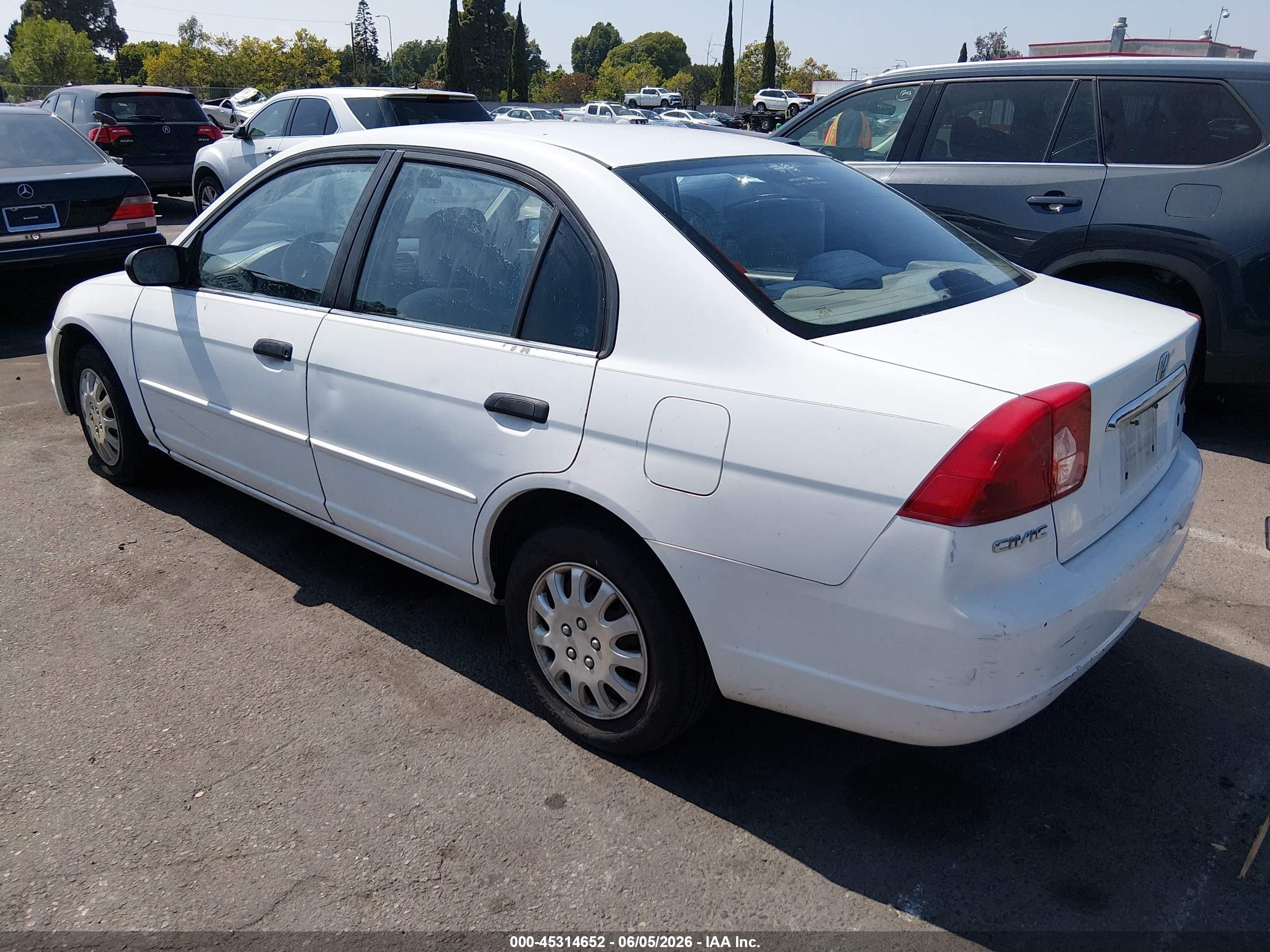2001 Honda Civic Lx White vin: 2HGES16541H545609