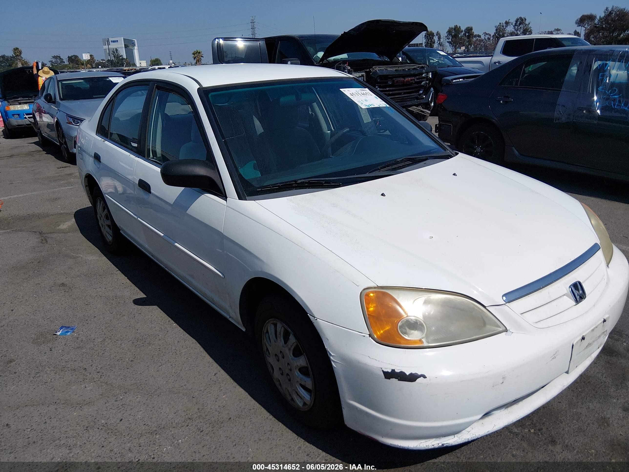 2001 Honda Civic Lx White vin: 2HGES16541H545609