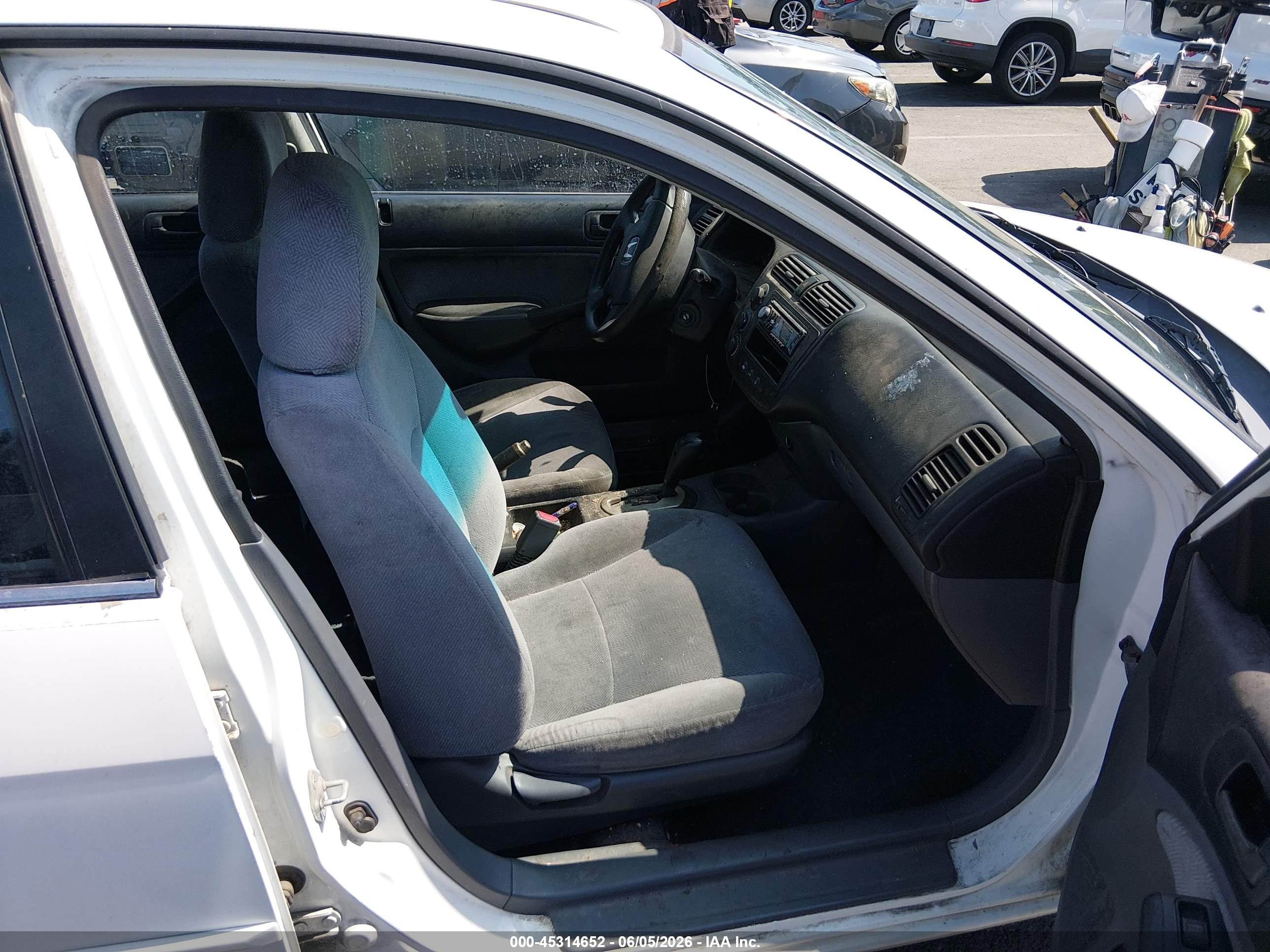 2001 Honda Civic Lx White vin: 2HGES16541H545609