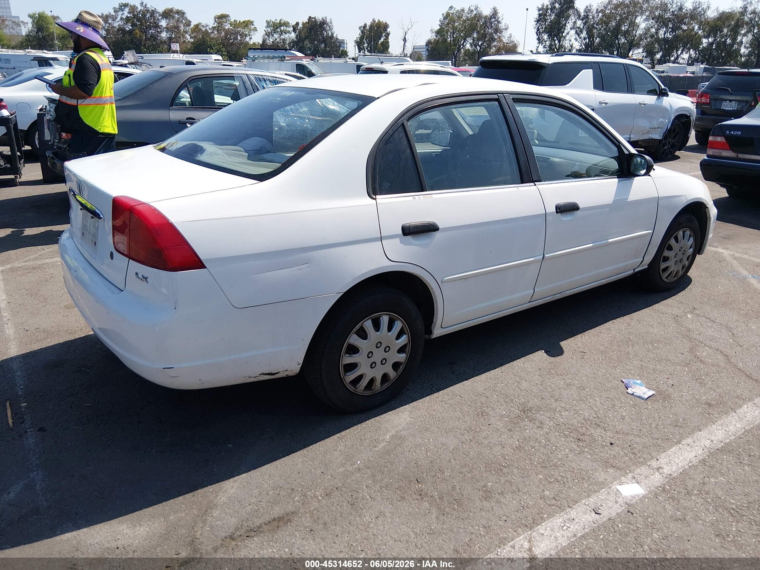 2001 Honda Civic Lx White vin: 2HGES16541H545609