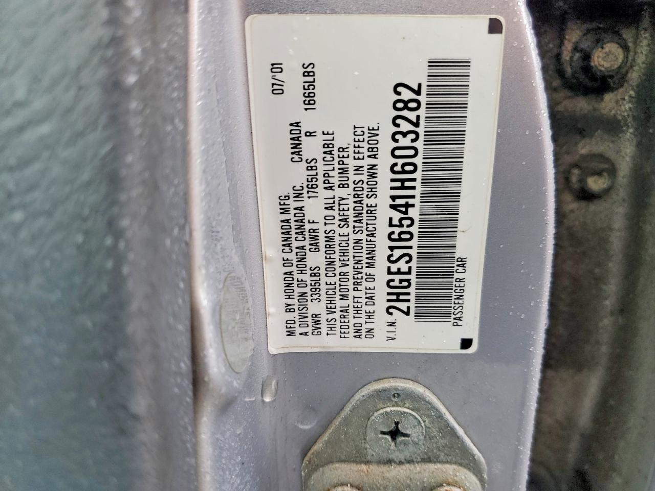 2001 Honda Civic Lx Silver vin: 2HGES16541H603282