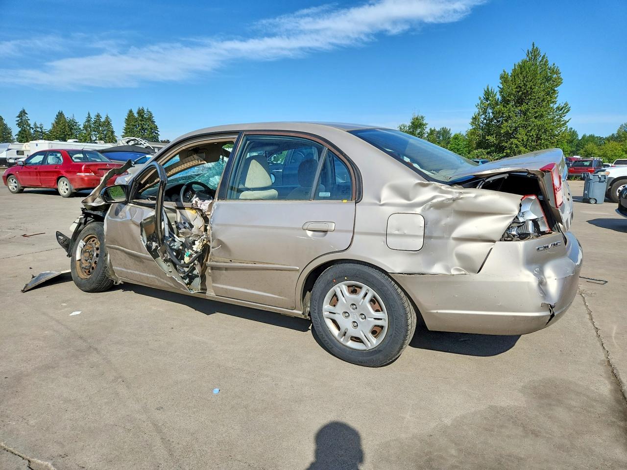 2002 Honda Civic Lx Beige vin: 2HGES16542H565781