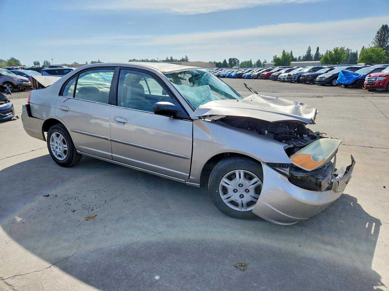 2002 Honda Civic Lx Beige vin: 2HGES16542H565781