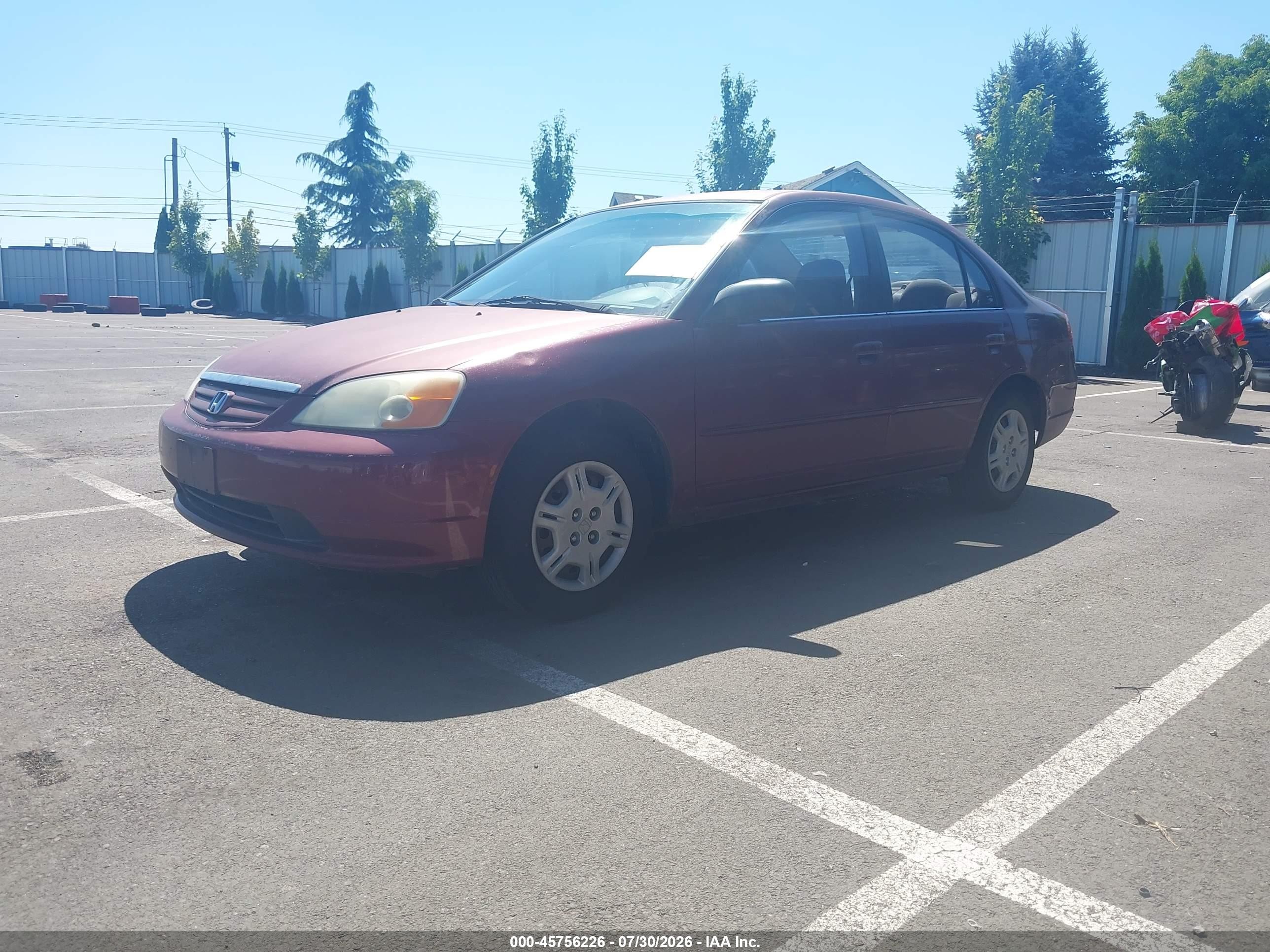 2002 Honda Civic Lx Maroon vin: 2HGES16542H569412