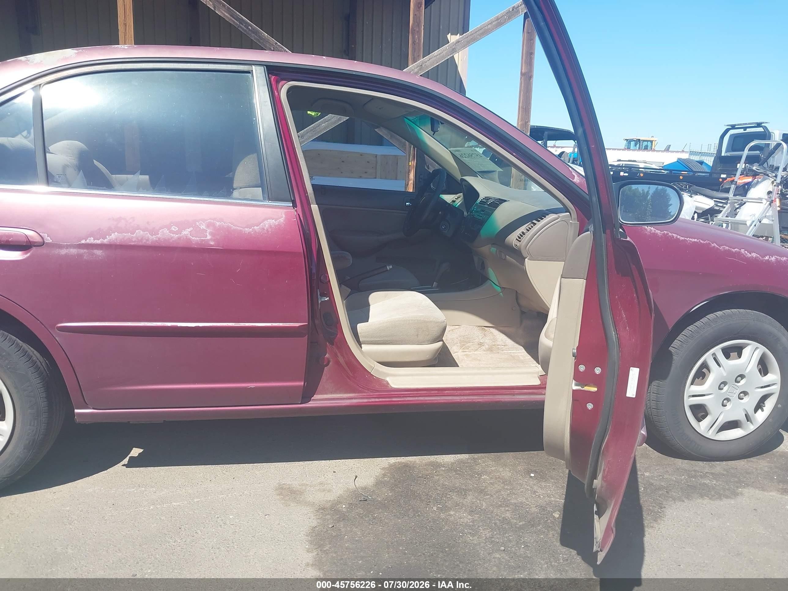 2002 Honda Civic Lx Maroon vin: 2HGES16542H569412