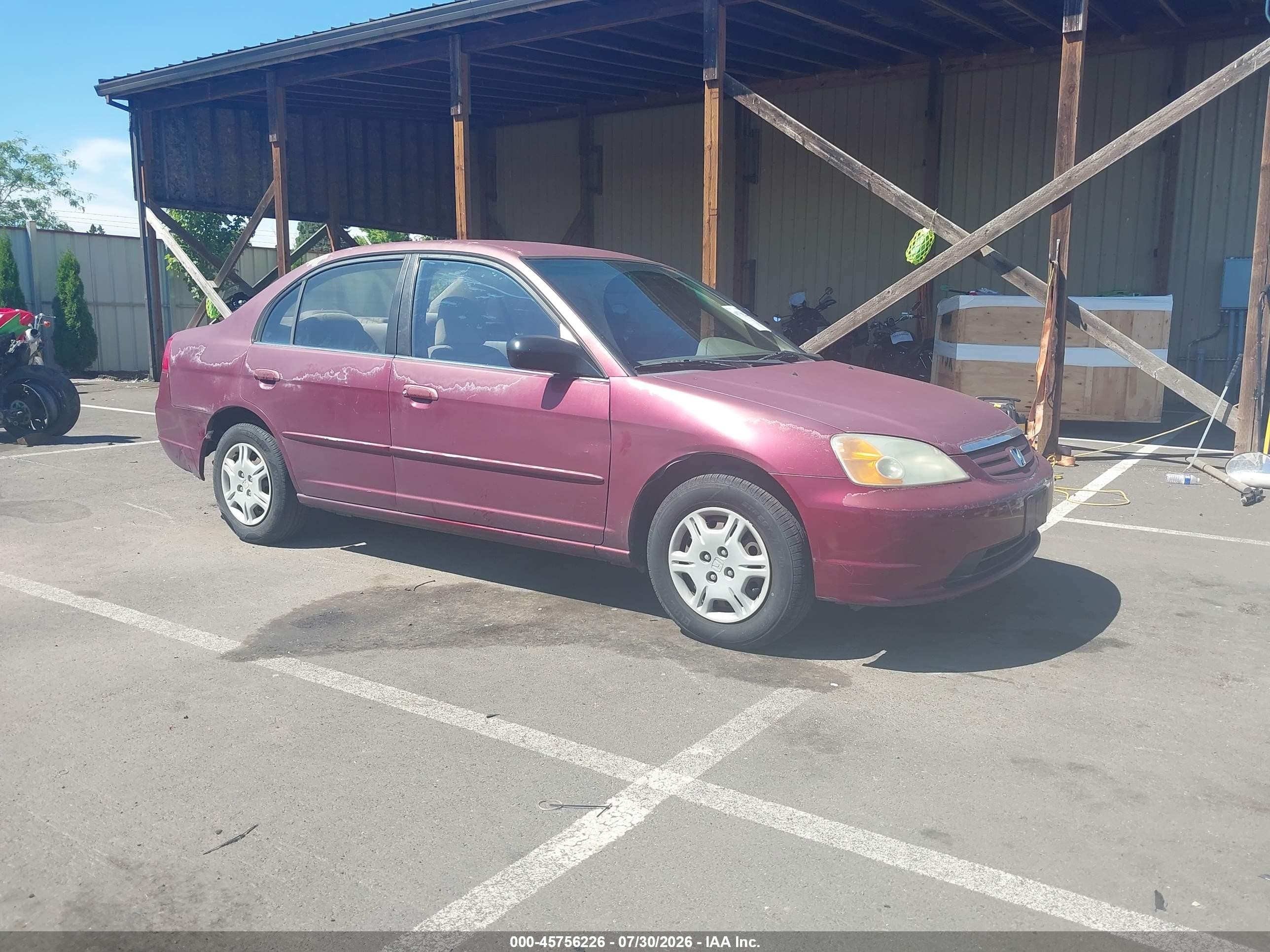 2002 Honda Civic Lx Maroon vin: 2HGES16542H569412
