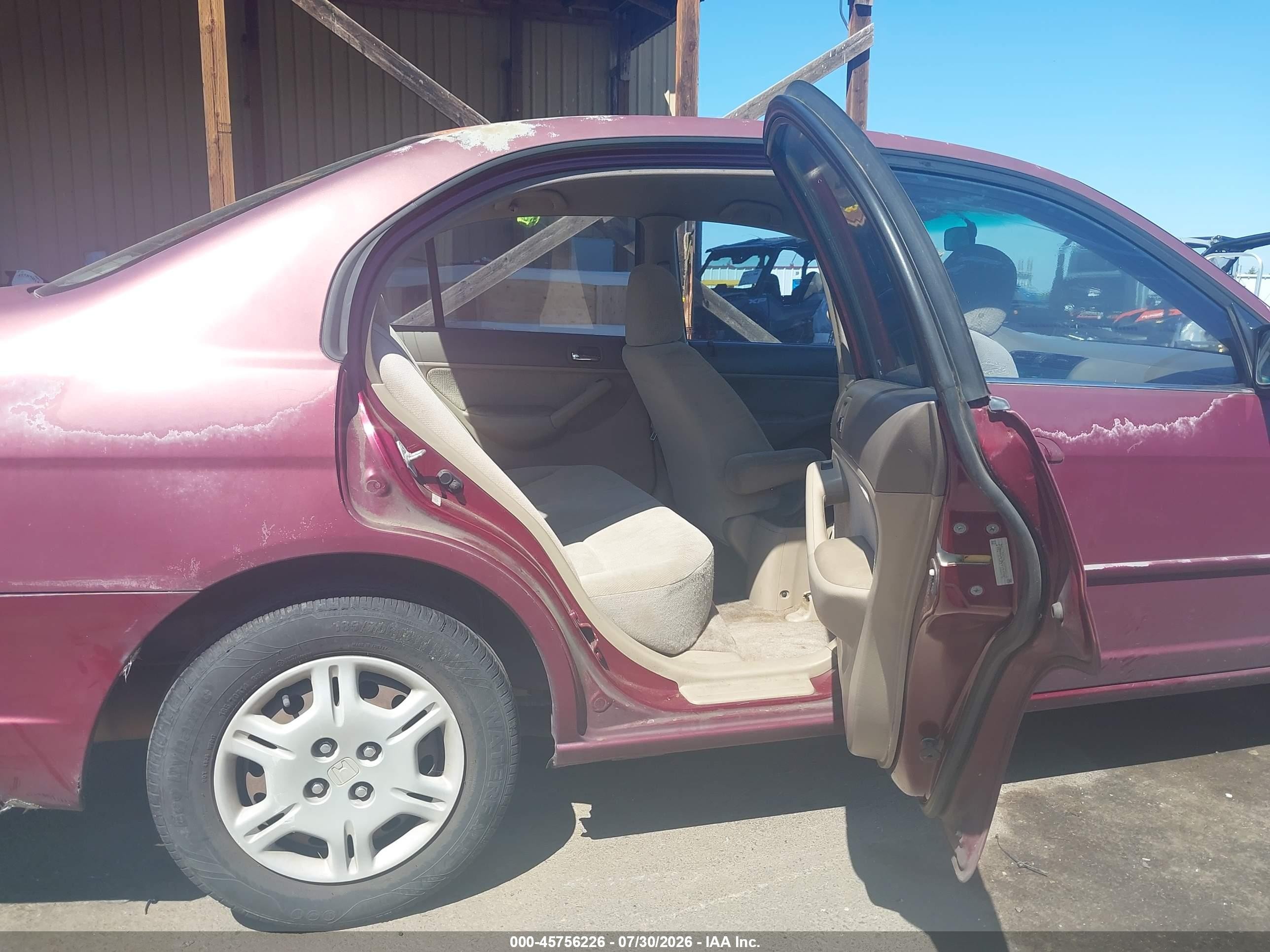 2002 Honda Civic Lx Maroon vin: 2HGES16542H569412
