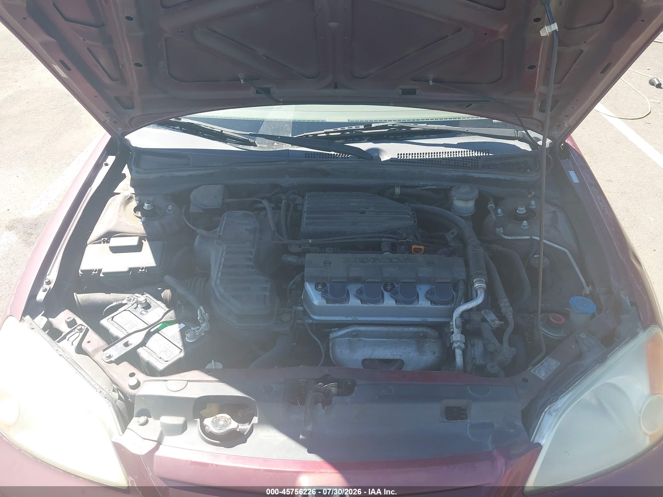 2002 Honda Civic Lx Maroon vin: 2HGES16542H569412