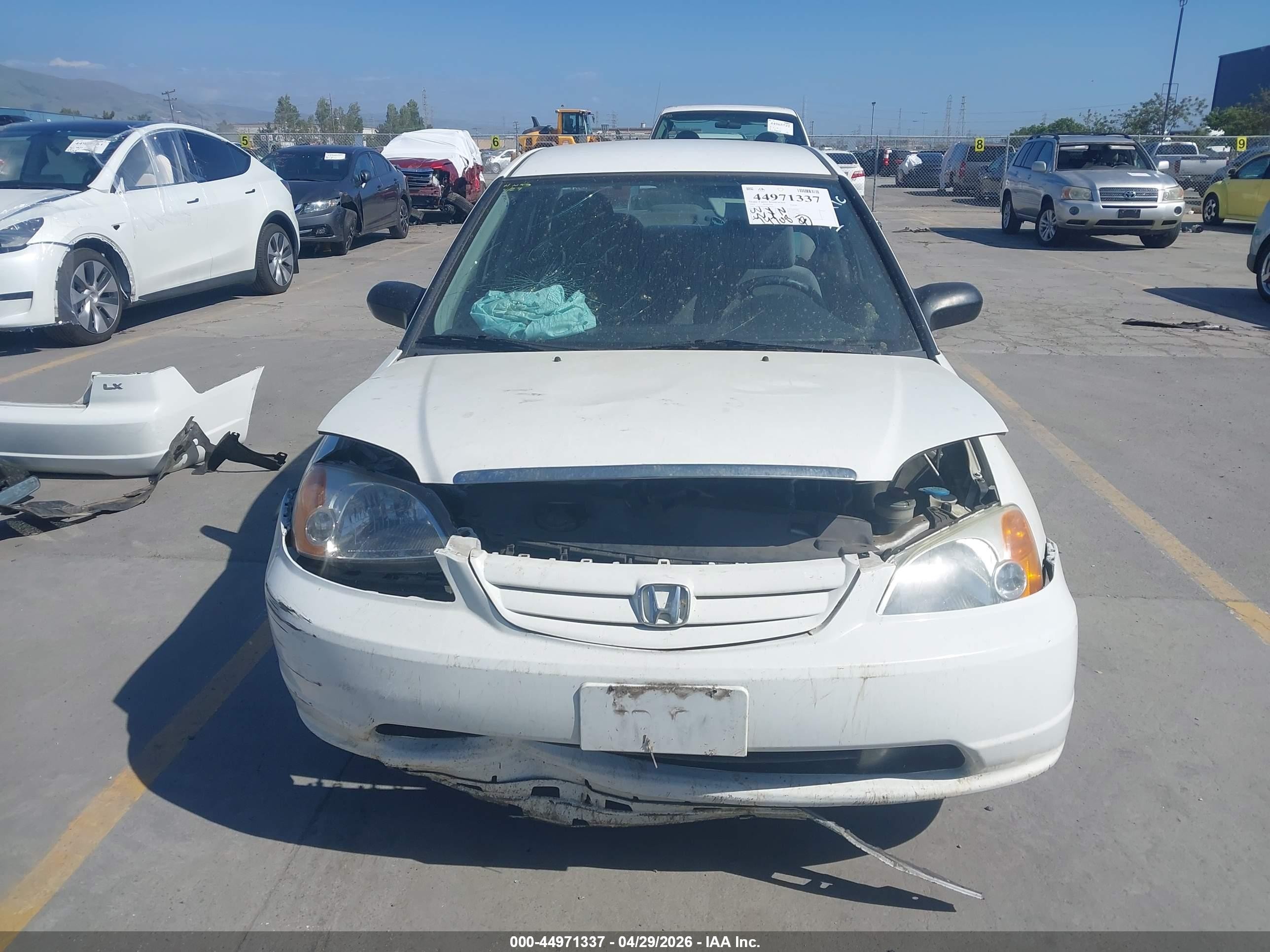 2002 Honda Civic Lx White vin: 2HGES16542H598795