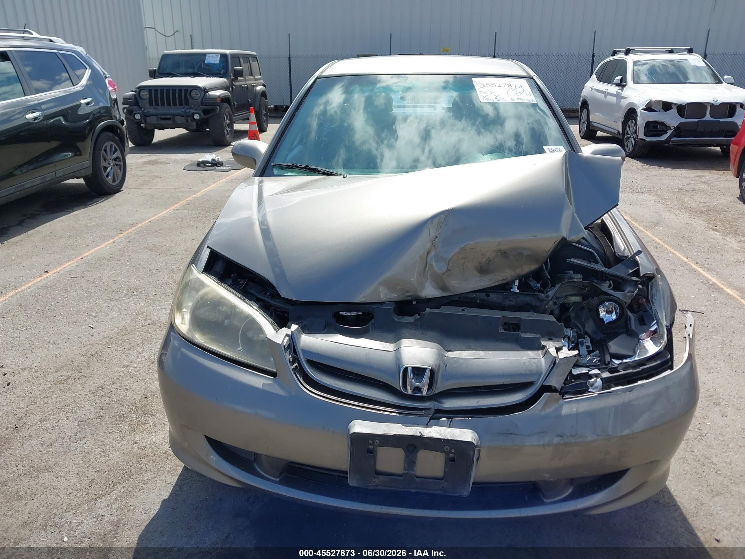 2004 Honda Civic Lx Серый vin: 2HGES16544H524053