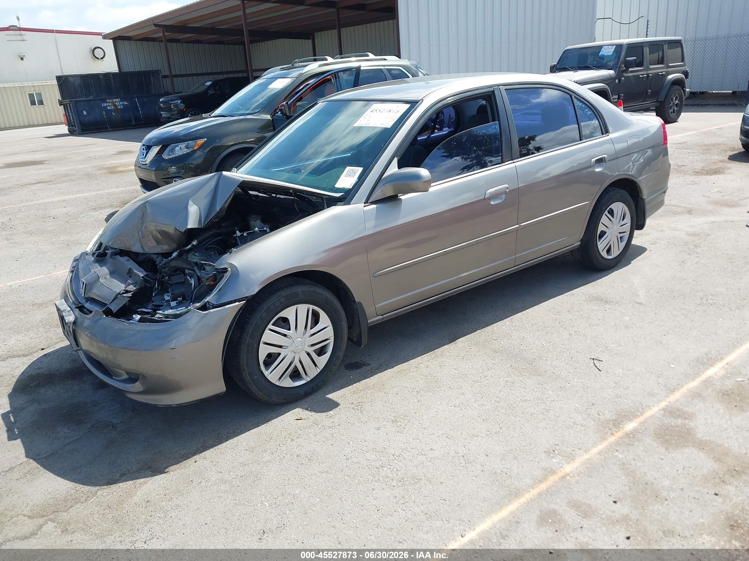 2004 Honda Civic Lx Серый vin: 2HGES16544H524053