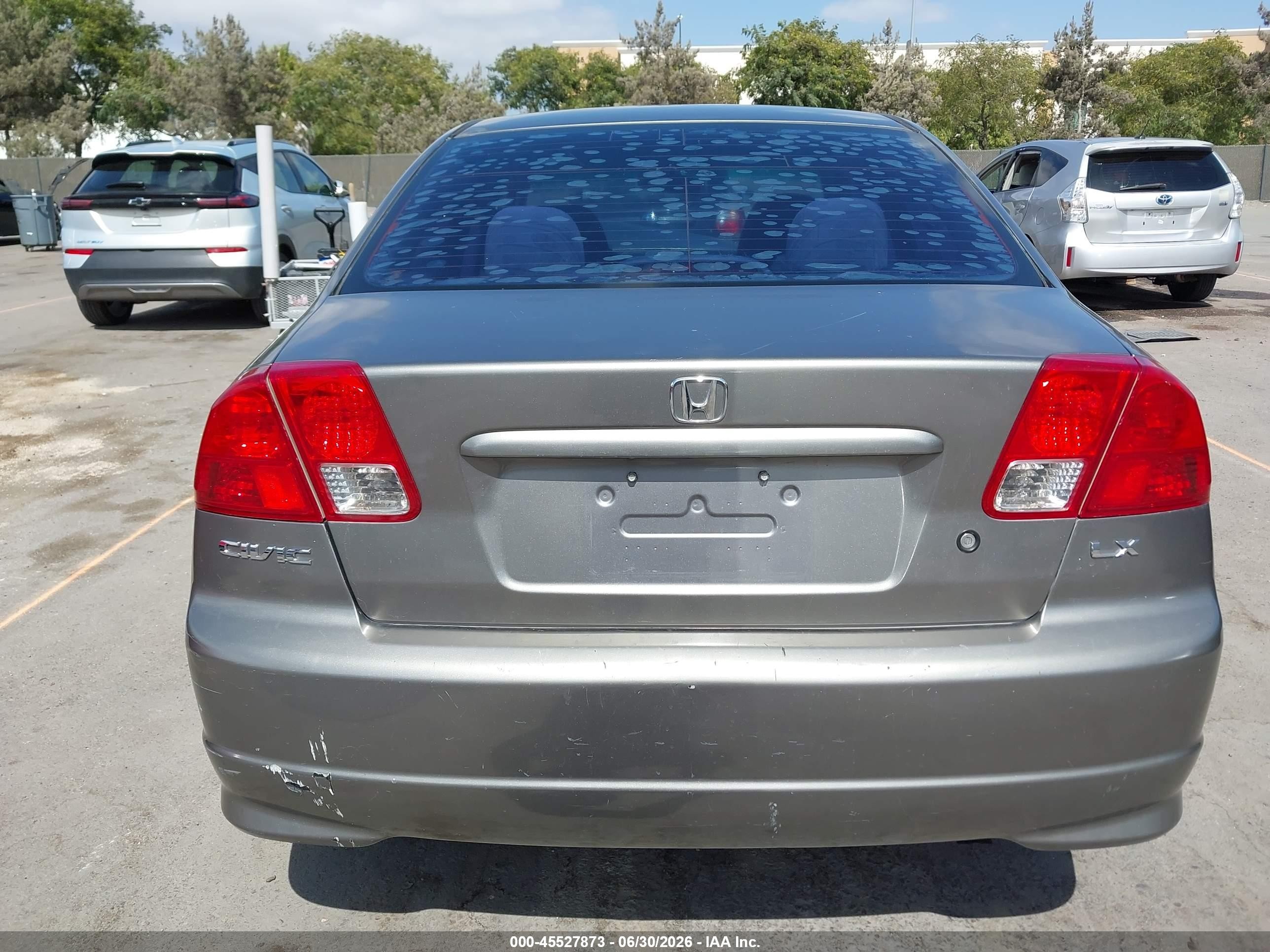 2004 Honda Civic Lx Серый vin: 2HGES16544H524053