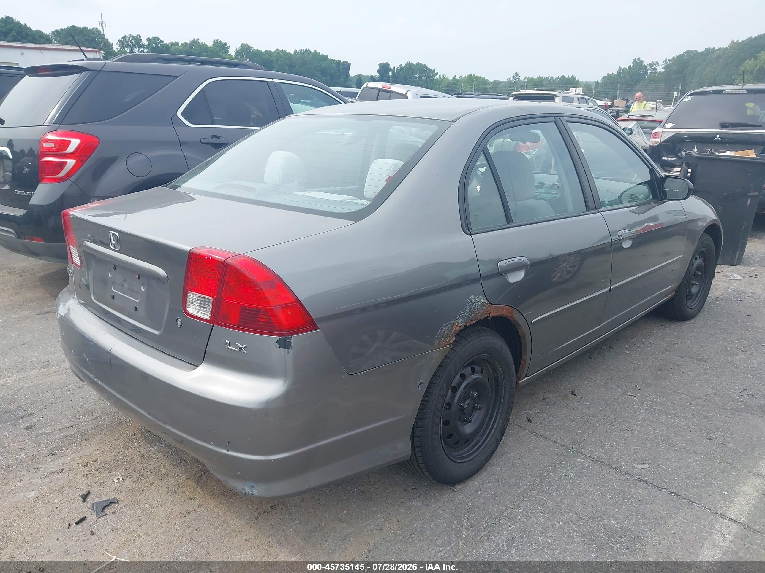 2004 Honda Civic Lx Gray vin: 2HGES16544H640868