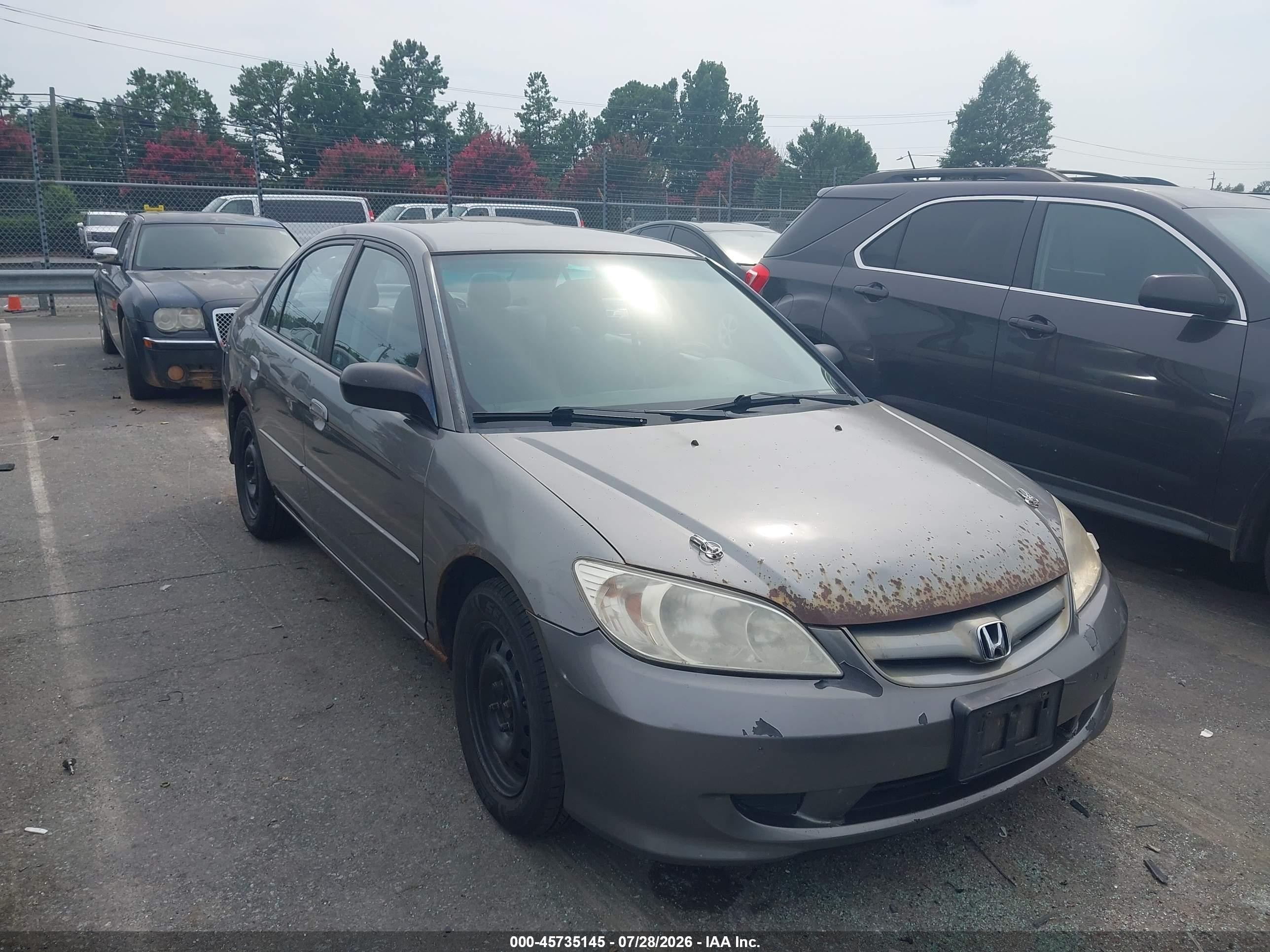 2004 Honda Civic Lx Серый vin: 2HGES16544H640868