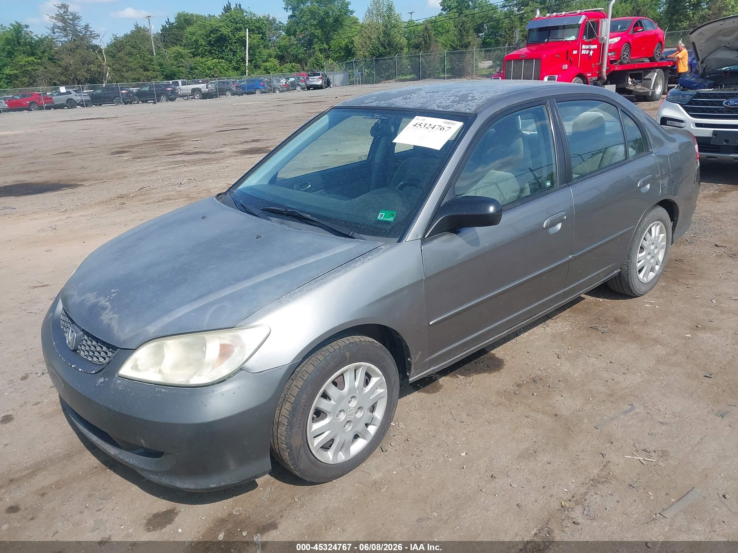 2005 Honda Civic Lx Gray vin: 2HGES16545H535068