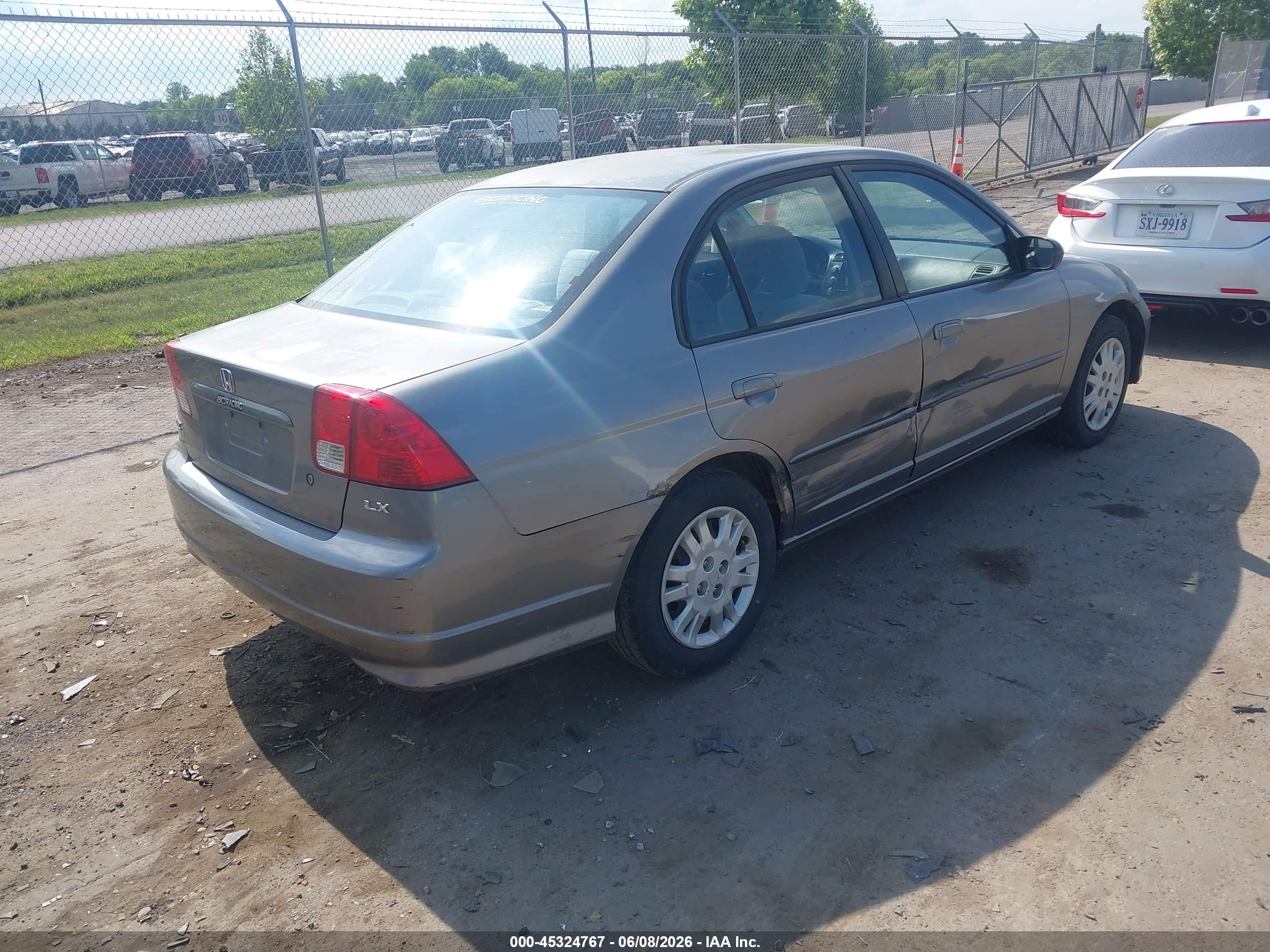 2005 Honda Civic Lx Gray vin: 2HGES16545H535068