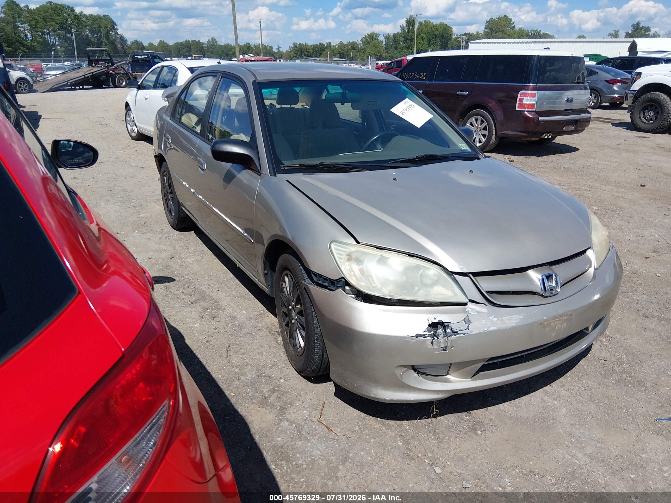 2005 Honda Civic Lx Champagne vin: 2HGES16545H574386