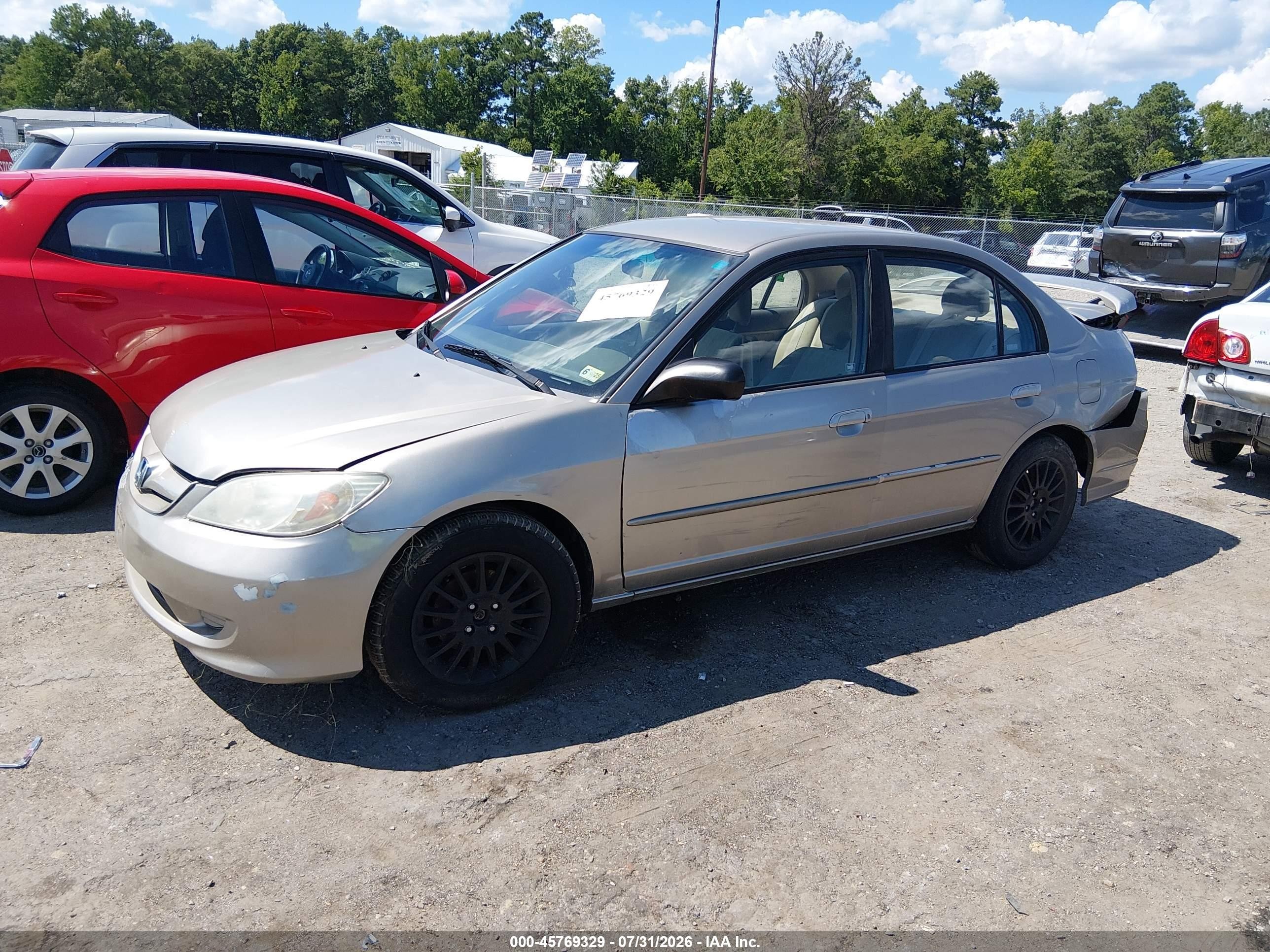 2005 Honda Civic Lx Champagne vin: 2HGES16545H574386