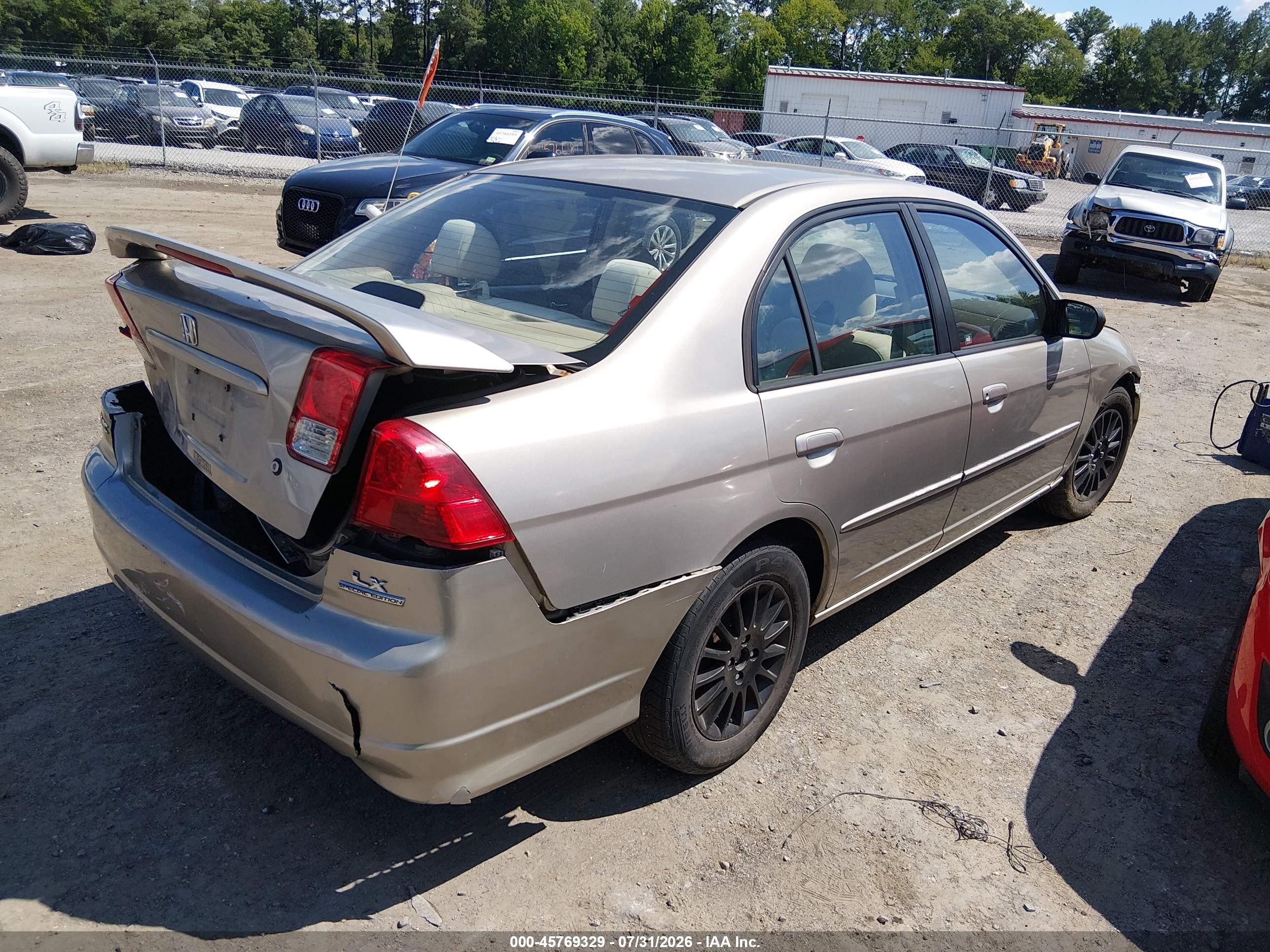 2005 Honda Civic Lx Champagne vin: 2HGES16545H574386