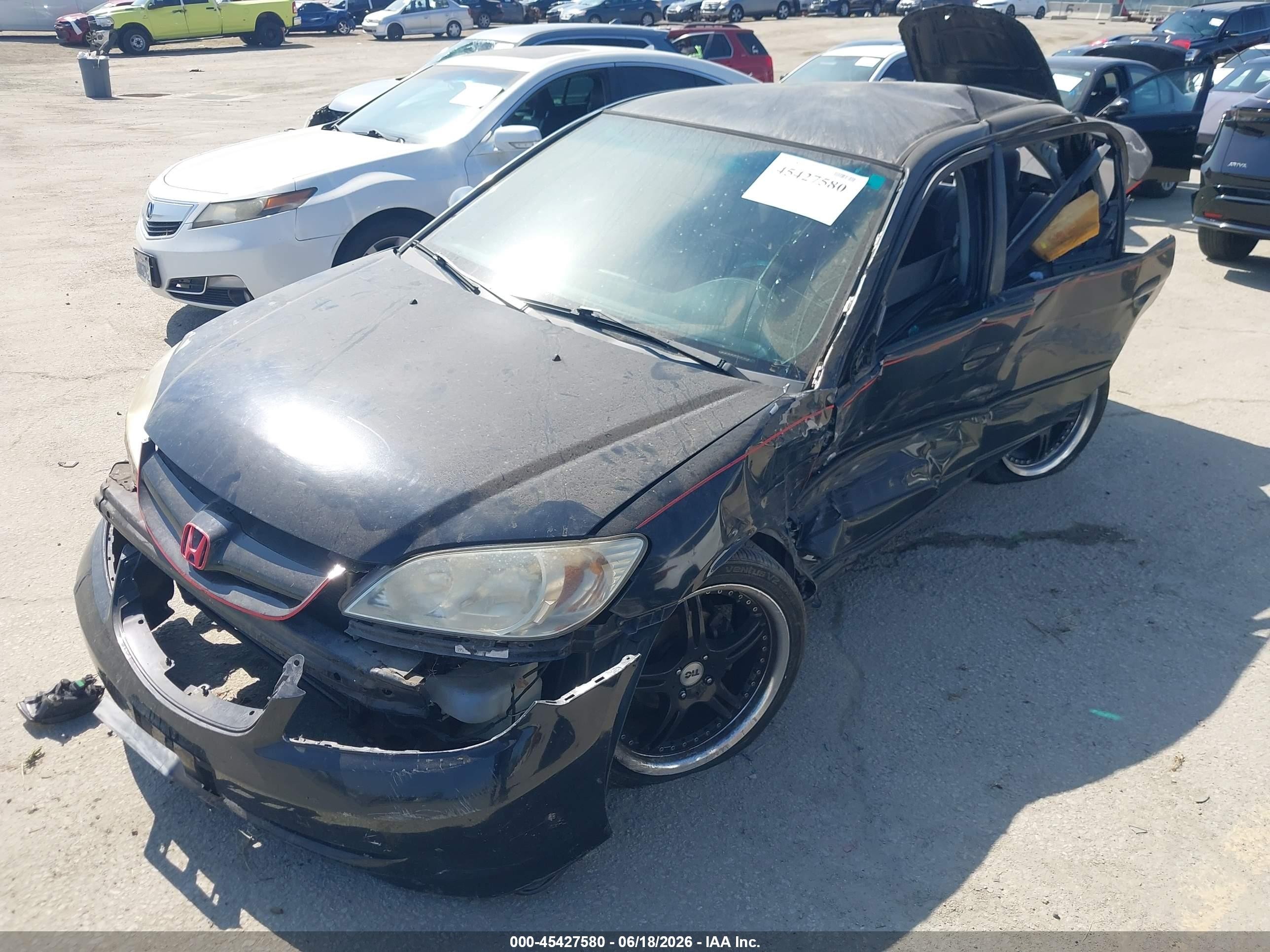 2005 Honda Civic Lx Black vin: 2HGES16545H608245
