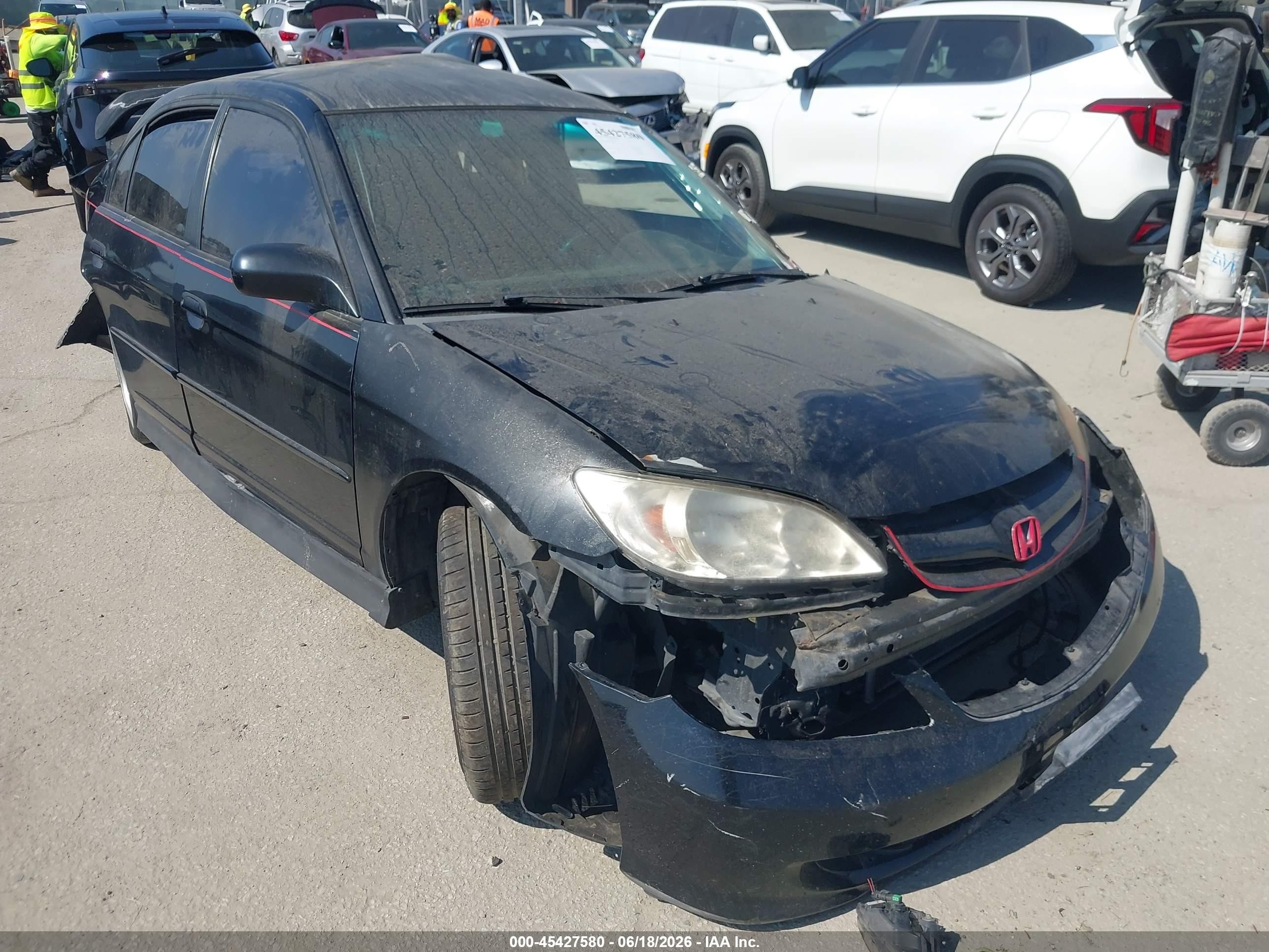 2005 Honda Civic Lx Black vin: 2HGES16545H608245