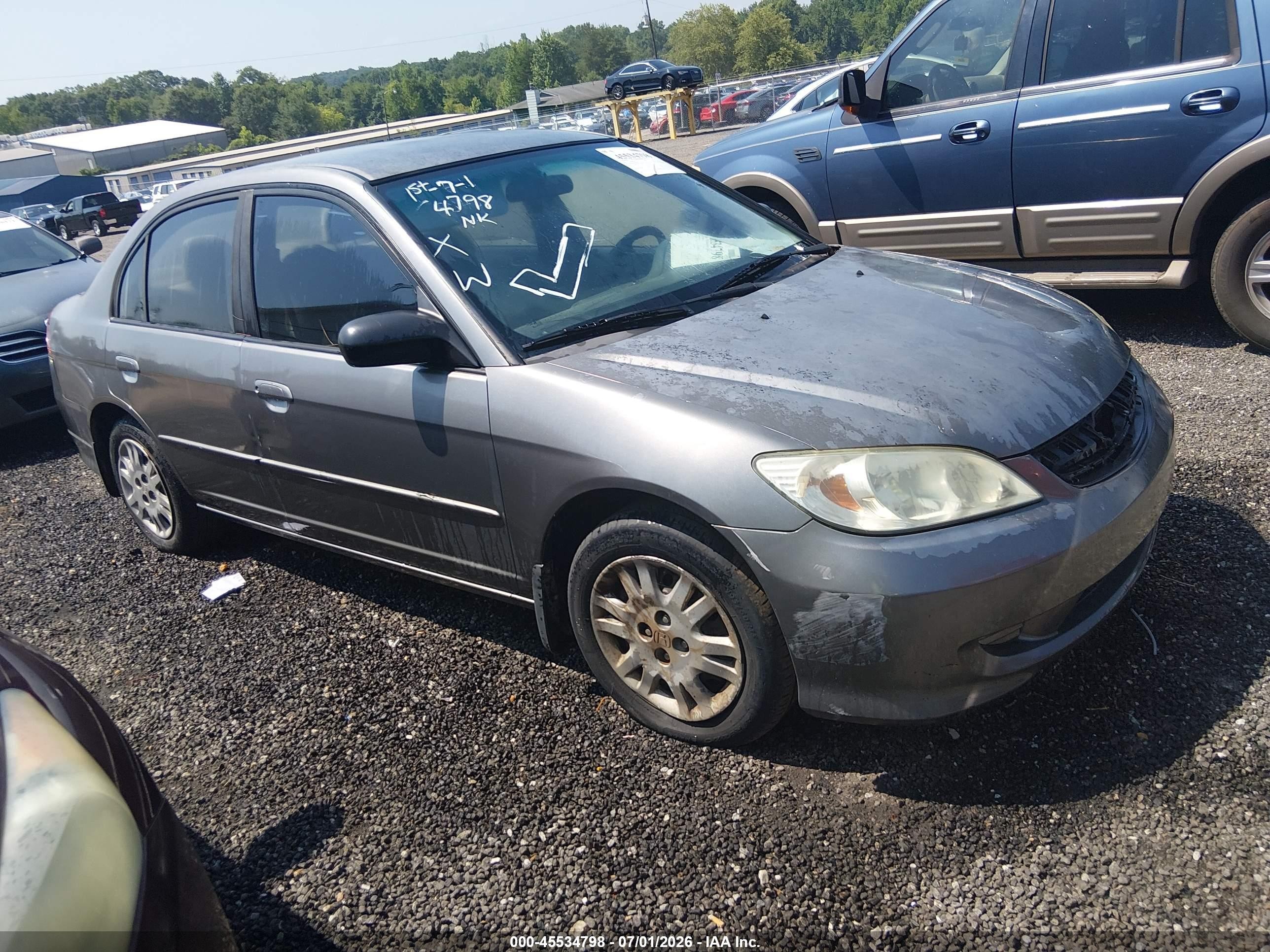2005 Honda Civic Lx Gray vin: 2HGES16545H612330