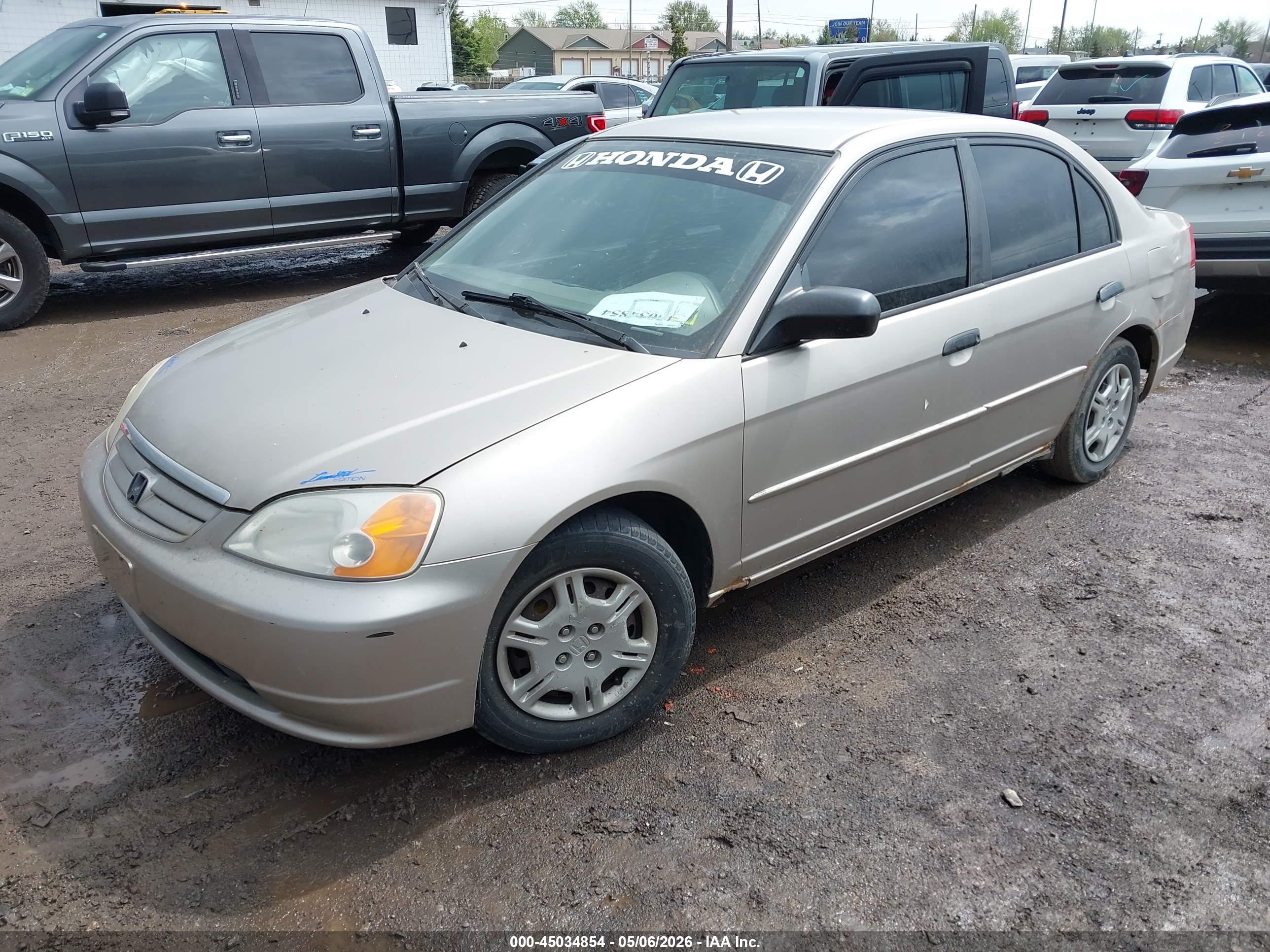 2001 Honda Civic Lx Beige vin: 2HGES16551H504602