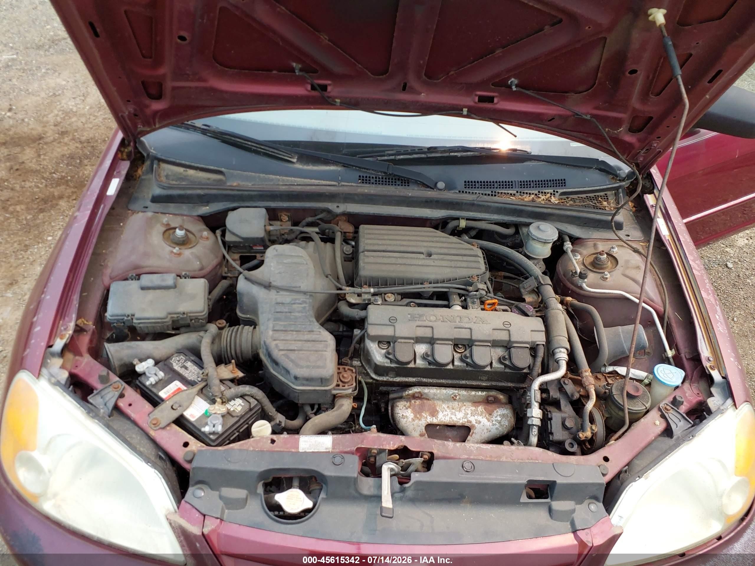 2002 Honda Civic Lx Red vin: 2HGES16552H526035