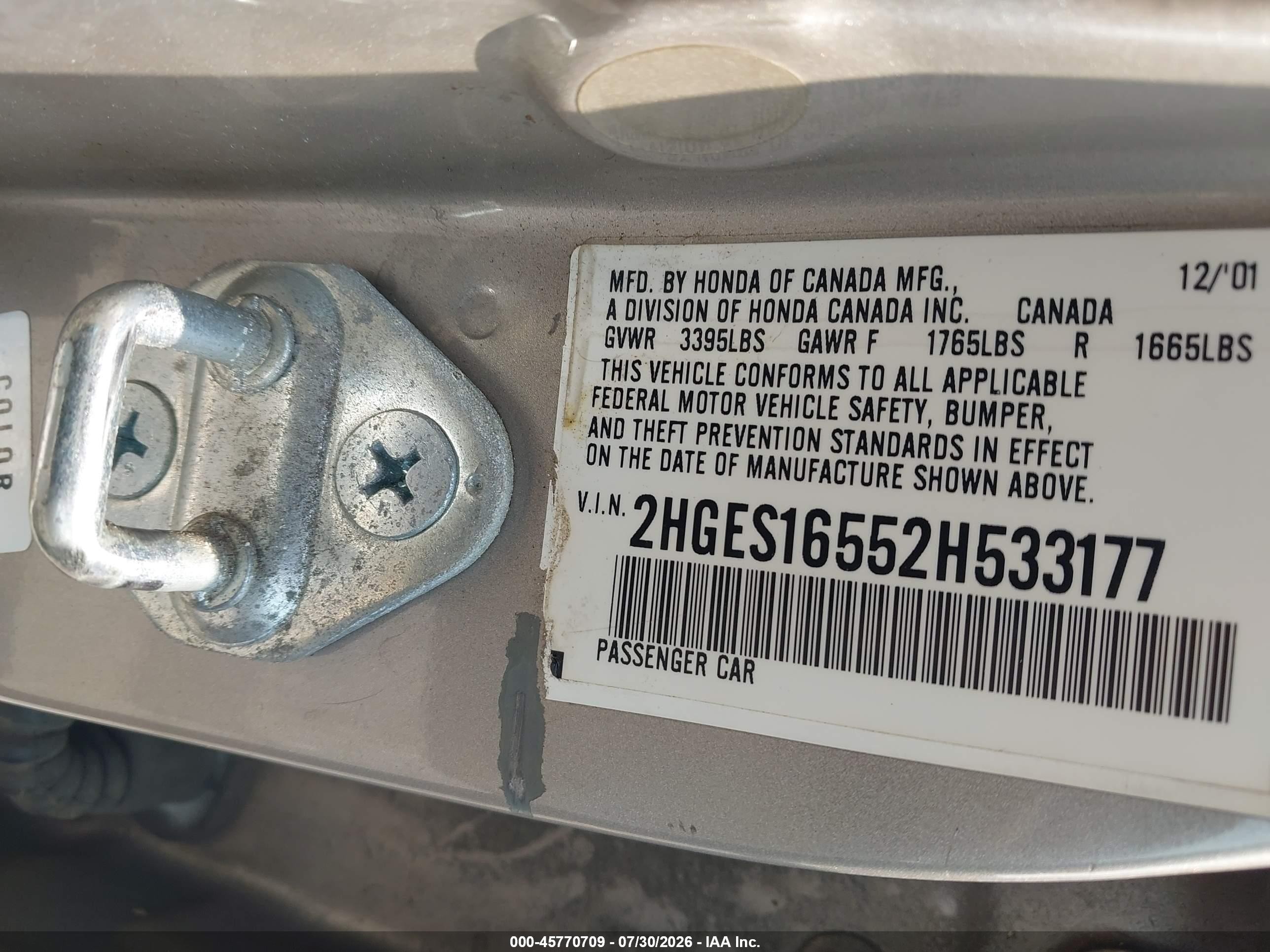 2002 Honda Civic Lx Gray vin: 2HGES16552H533177