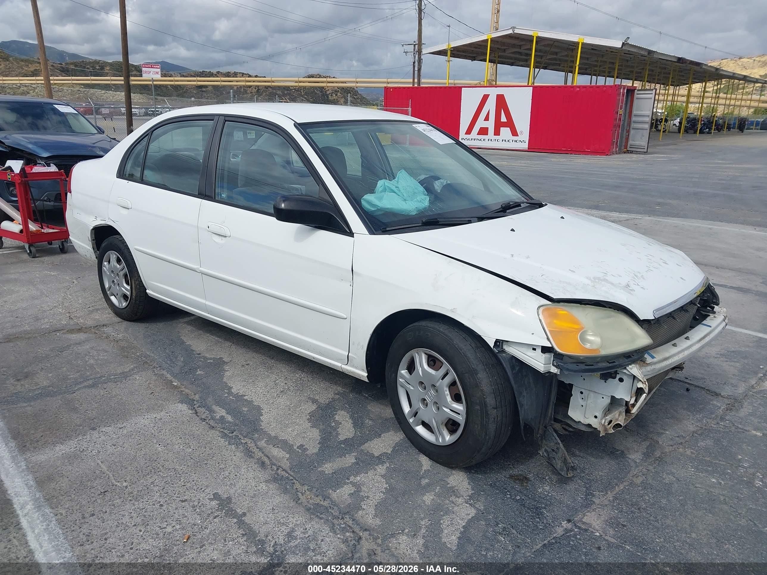 2002 Honda Civic Lx White vin: 2HGES16552H566972