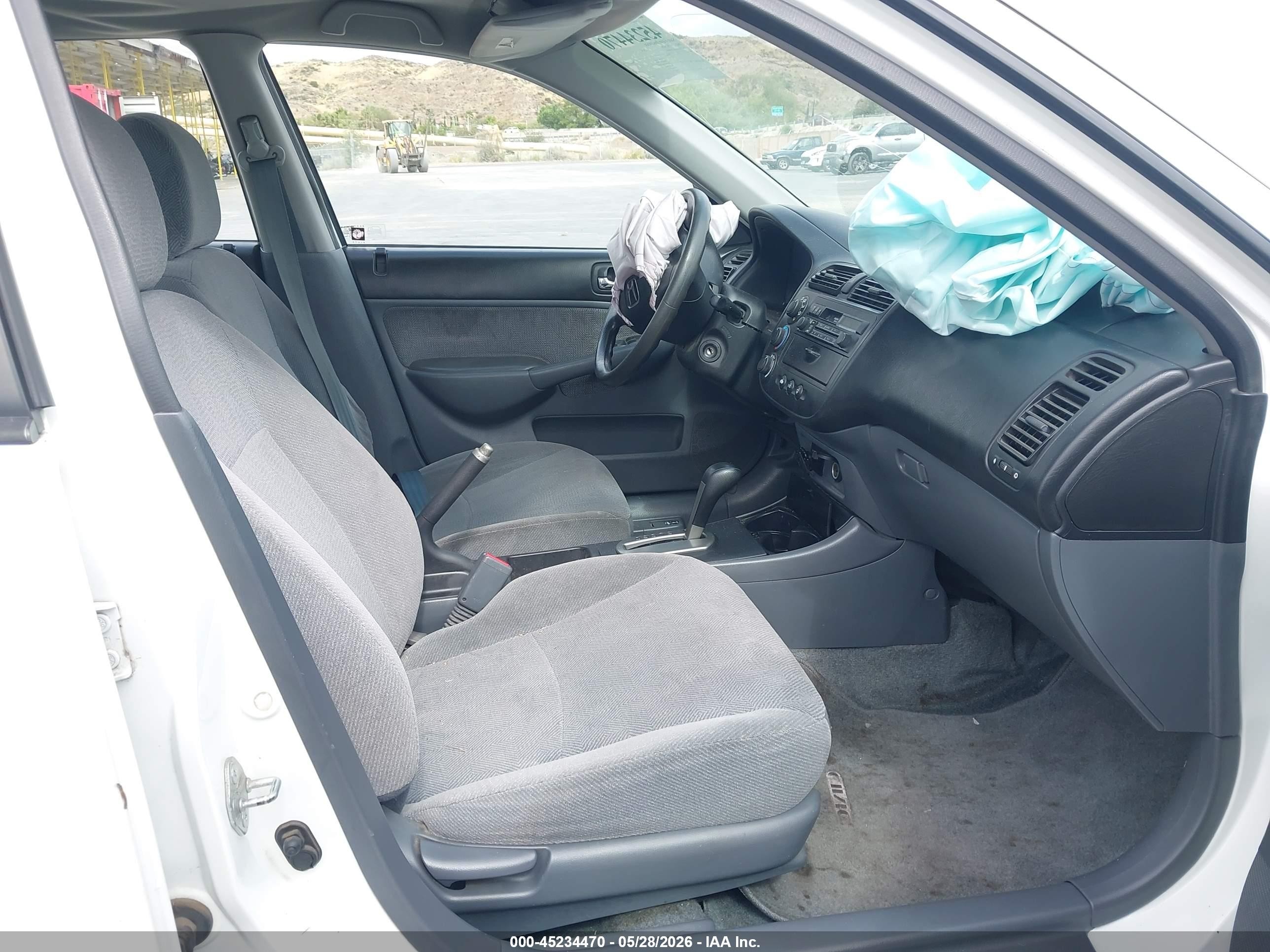 2002 Honda Civic Lx White vin: 2HGES16552H566972