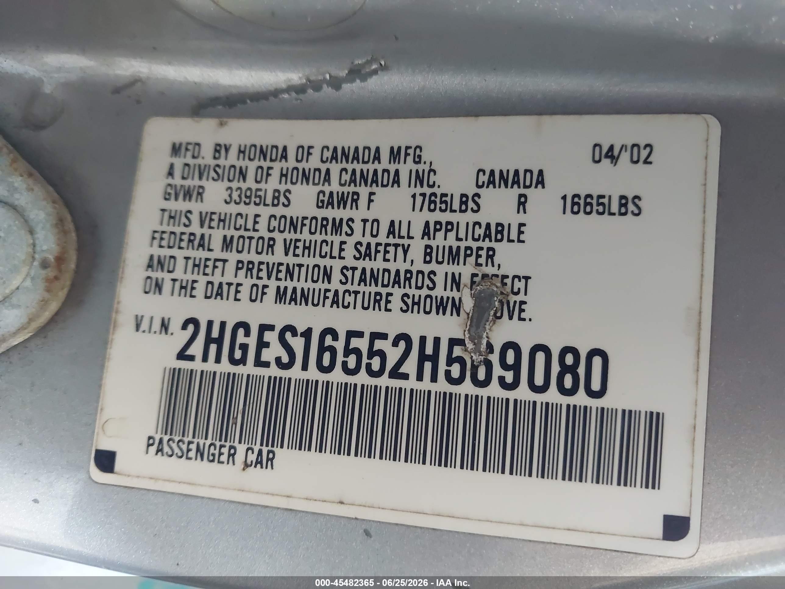 2002 Honda Civic Lx Silver vin: 2HGES16552H569080