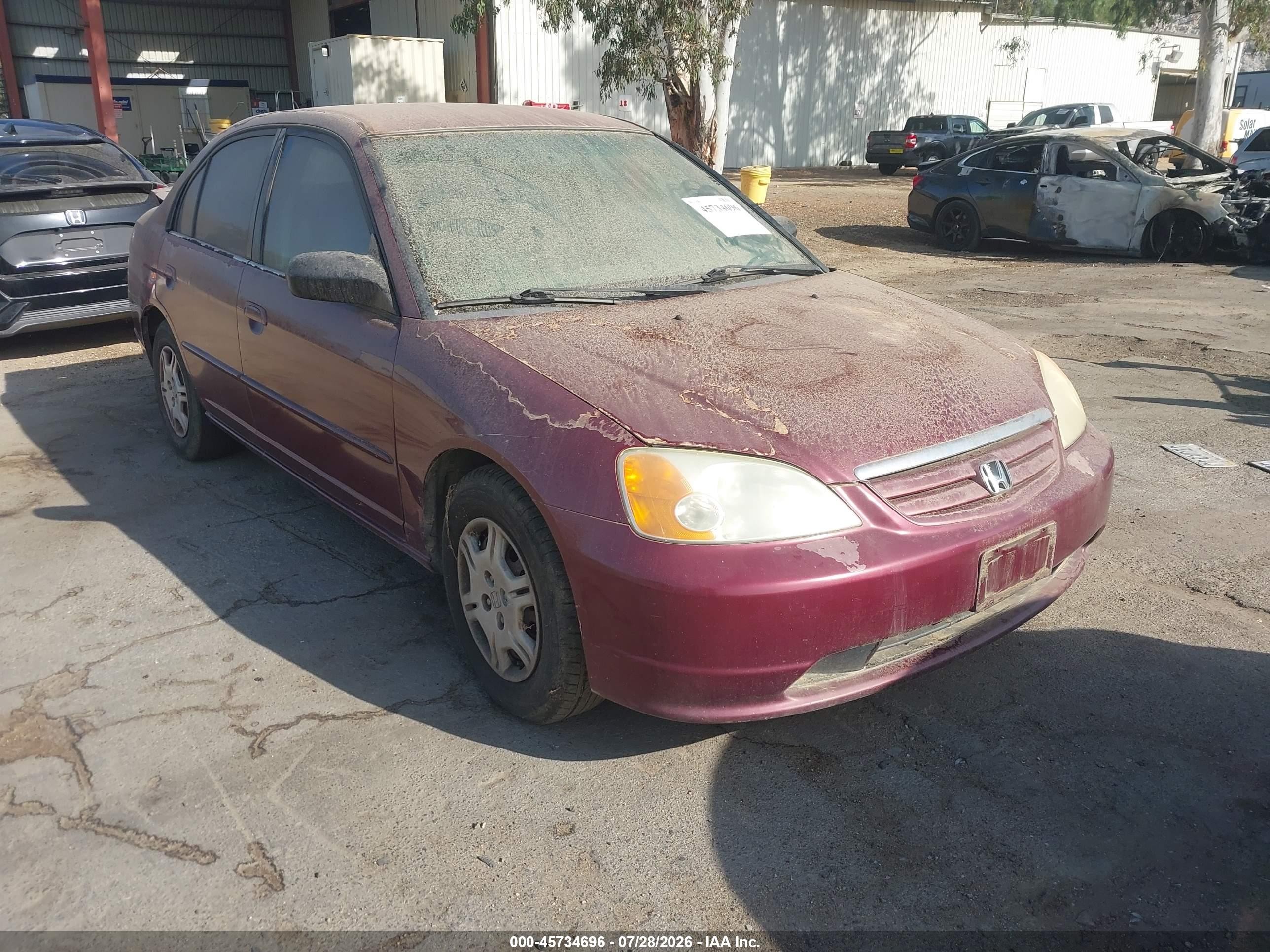 2002 Honda Civic Lx Burgundy vin: 2HGES16552H600800