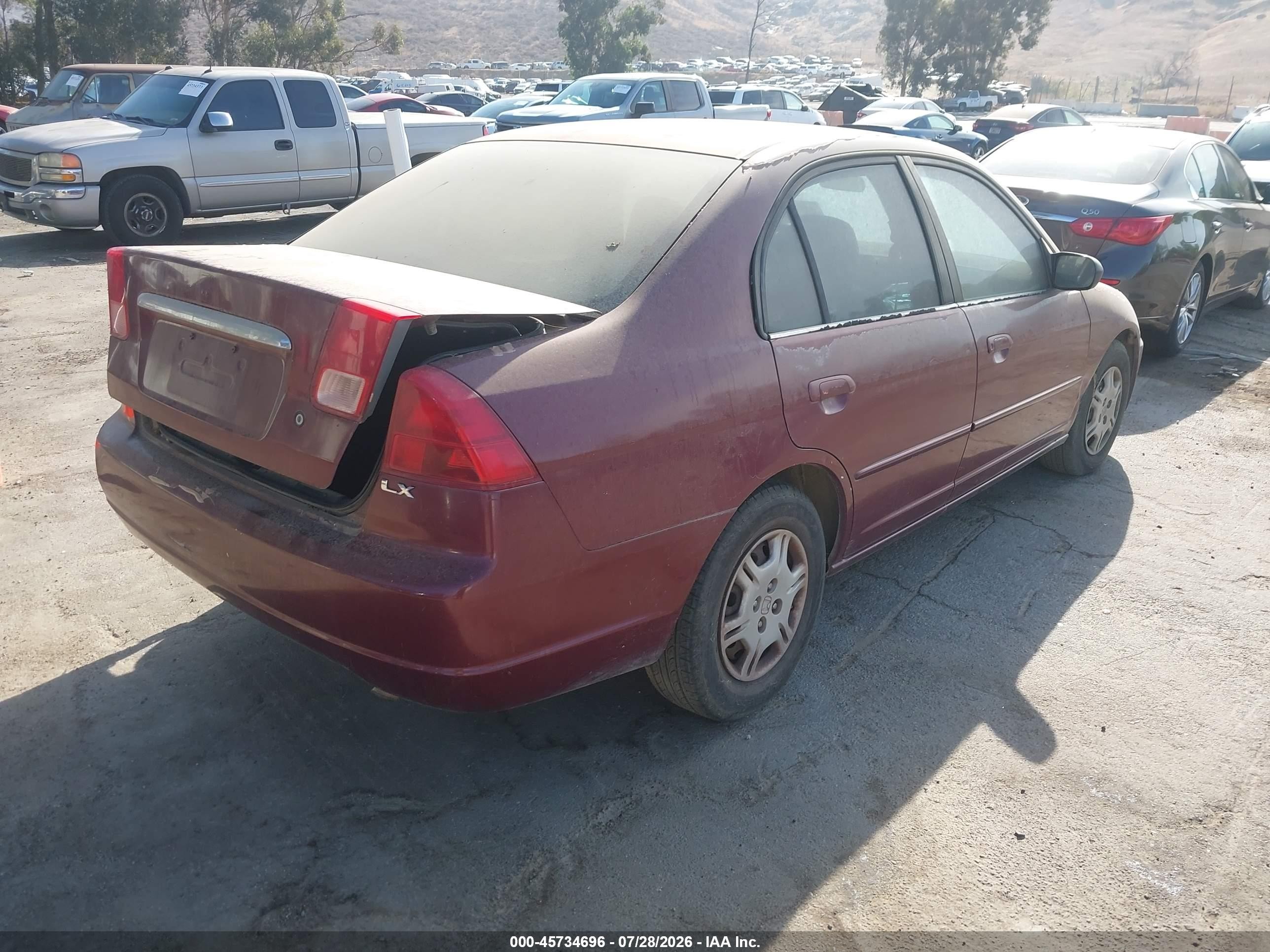 2002 Honda Civic Lx Burgundy vin: 2HGES16552H600800