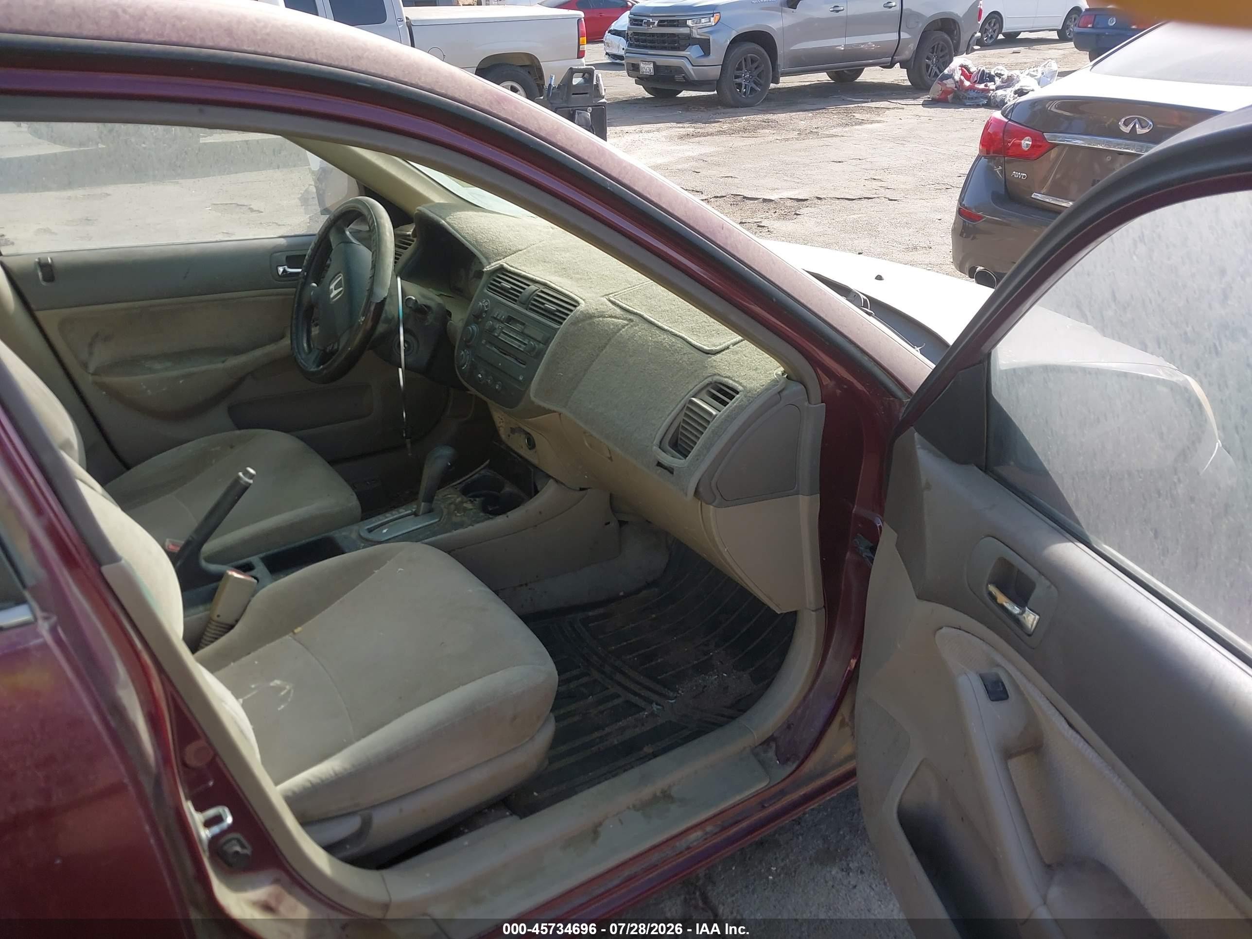 2002 Honda Civic Lx Burgundy vin: 2HGES16552H600800