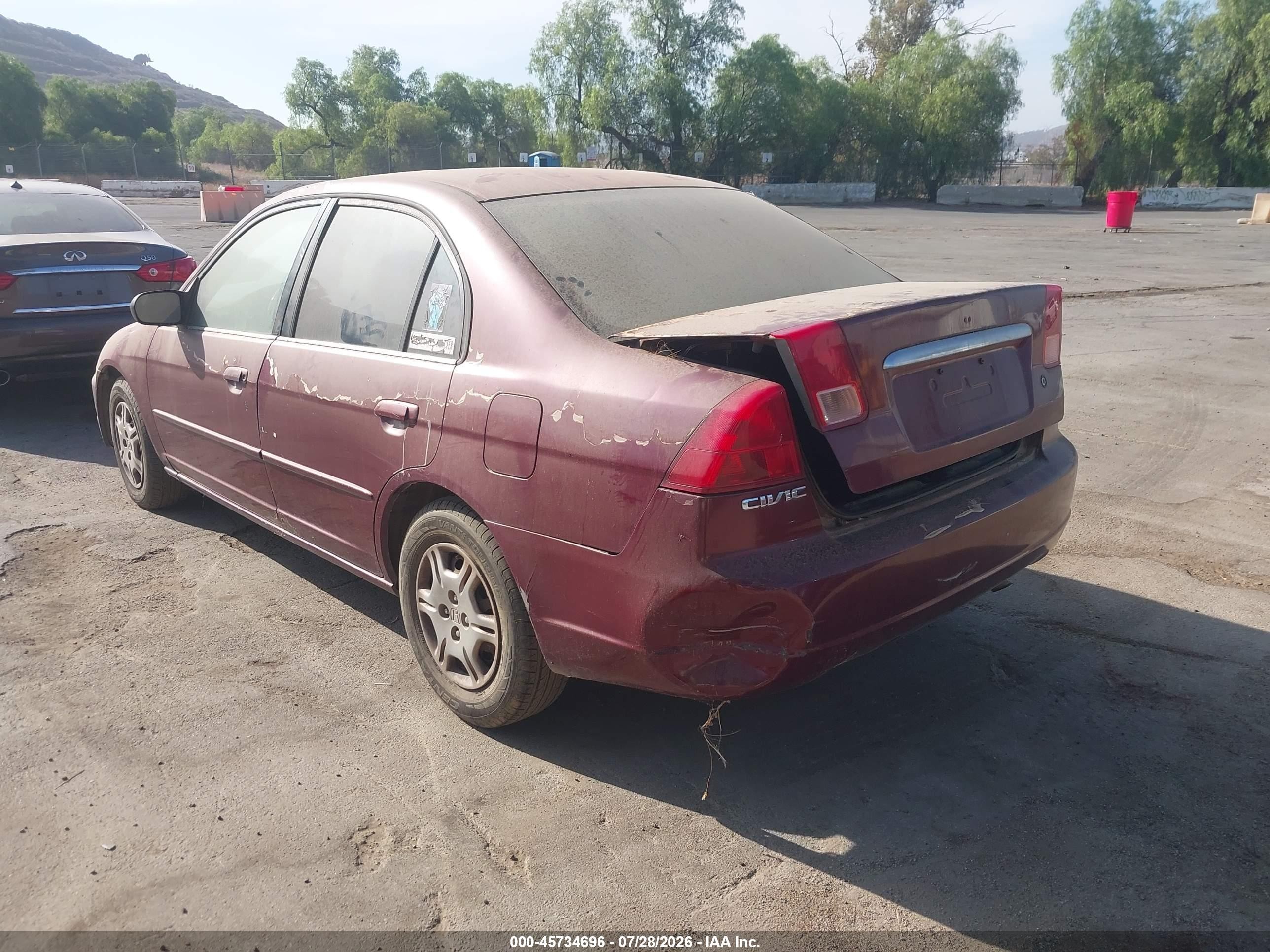 2002 Honda Civic Lx Burgundy vin: 2HGES16552H600800