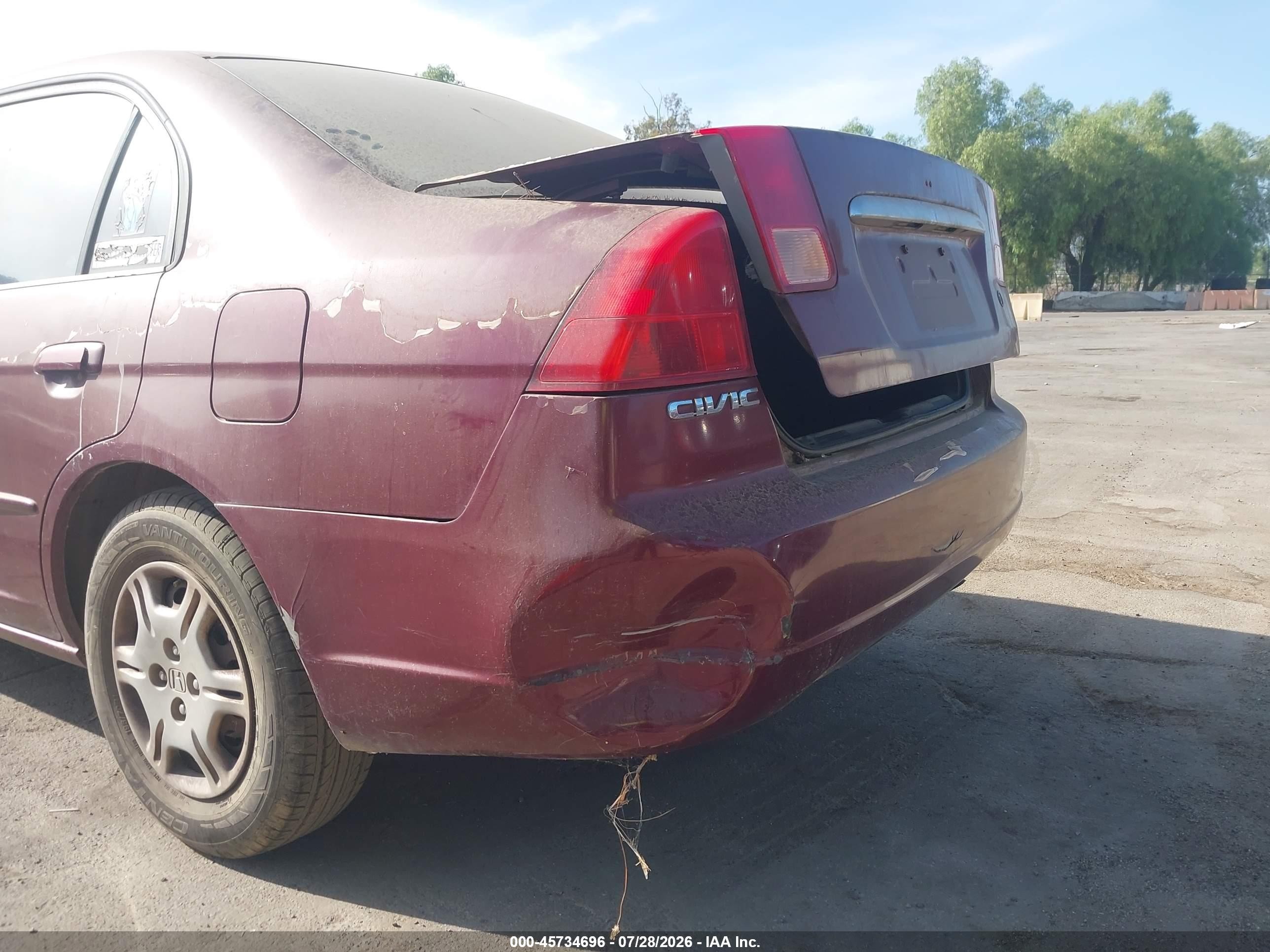 2002 Honda Civic Lx Burgundy vin: 2HGES16552H600800